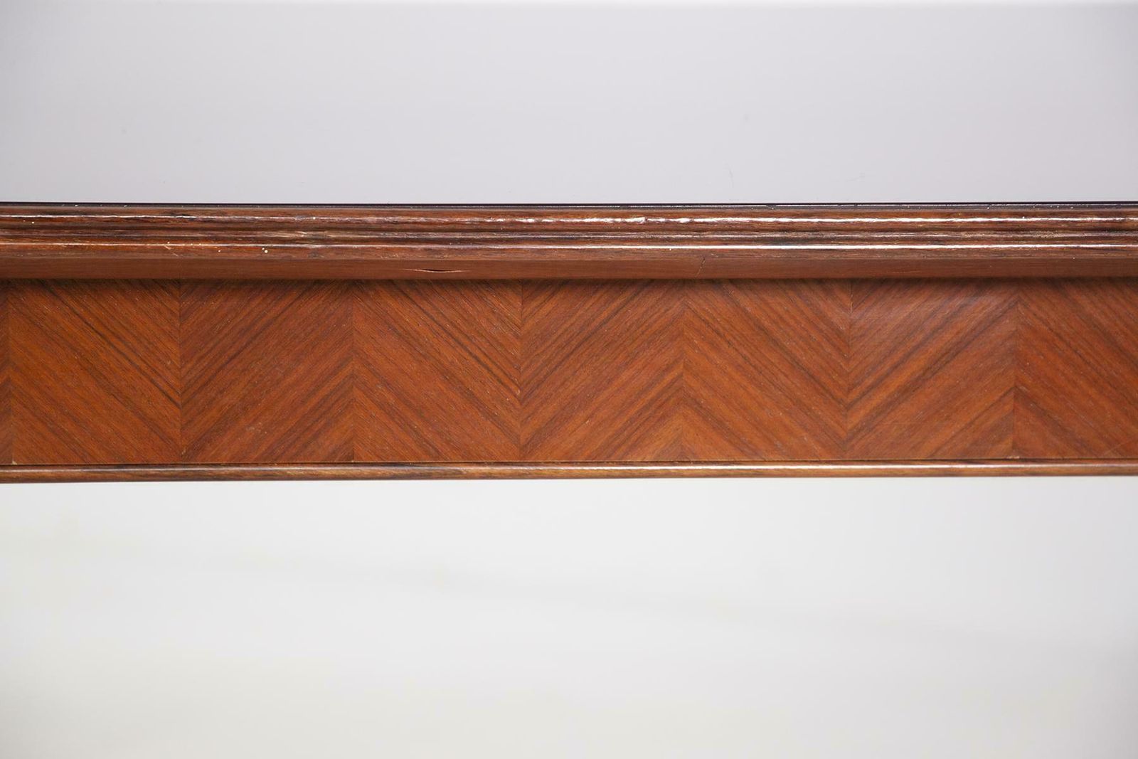 Italian Dining Table In The Style Of Paolo Buffa In Wood Brass And Smoked Glass photo vintage