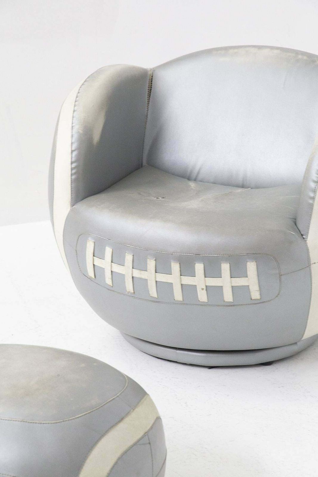 Italian Mid Century Baseball Armchair And Footstool photo for sale