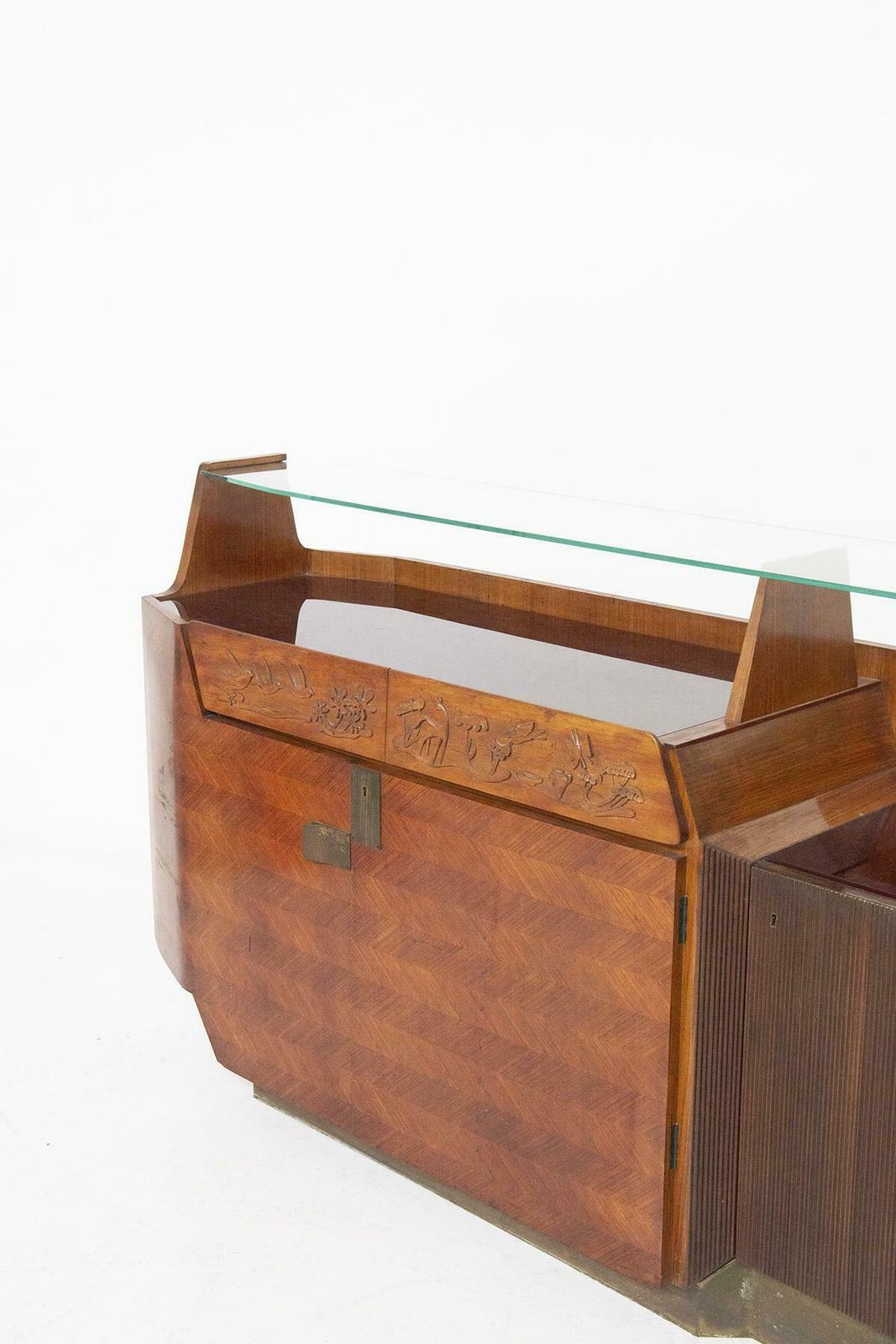 Dassi Modern Furniture Sideboard In Wood, Glass And Brass photo furniture