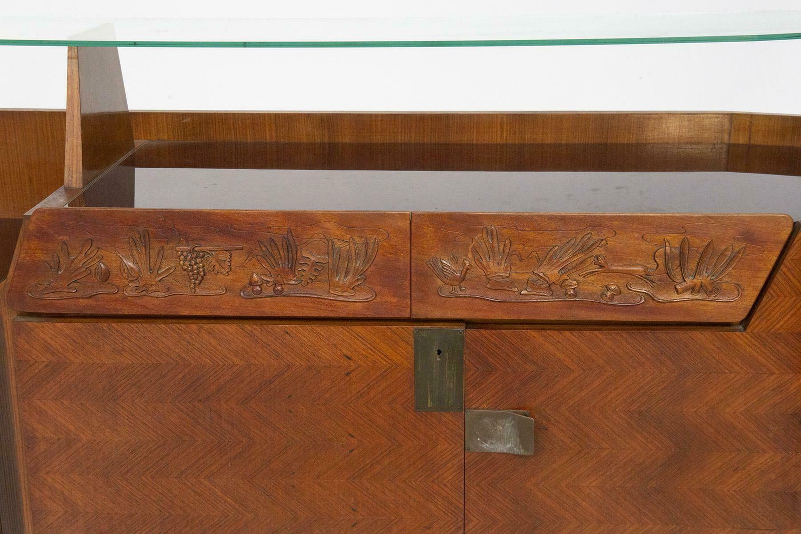 Dassi Modern Furniture Sideboard In Wood, Glass And Brass photo 13061.0