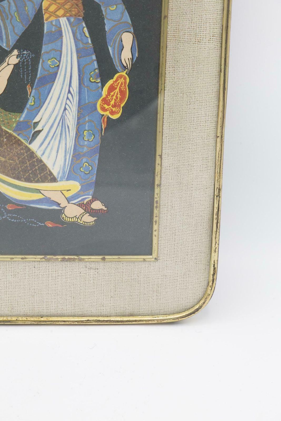 Antique Japanese Brass Framed Painting ''Wedding'' photo for sale