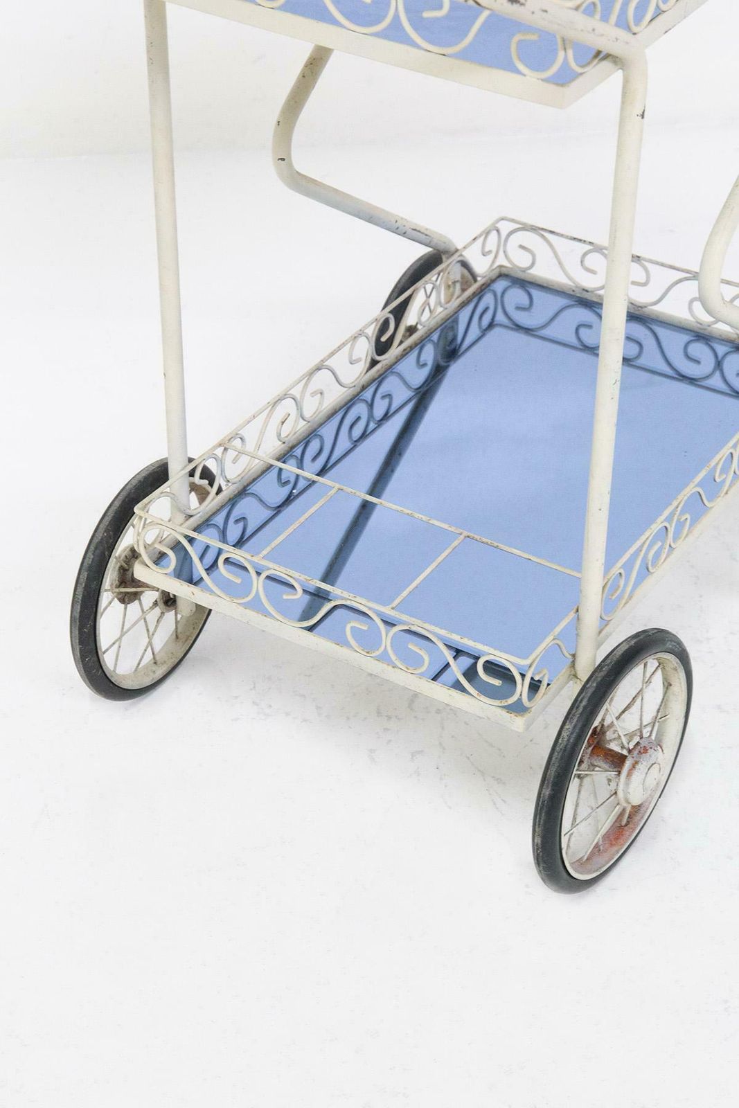 Fontana Arte Painted Iron And Blue Glass Trolley ''Attr.'' photo buy