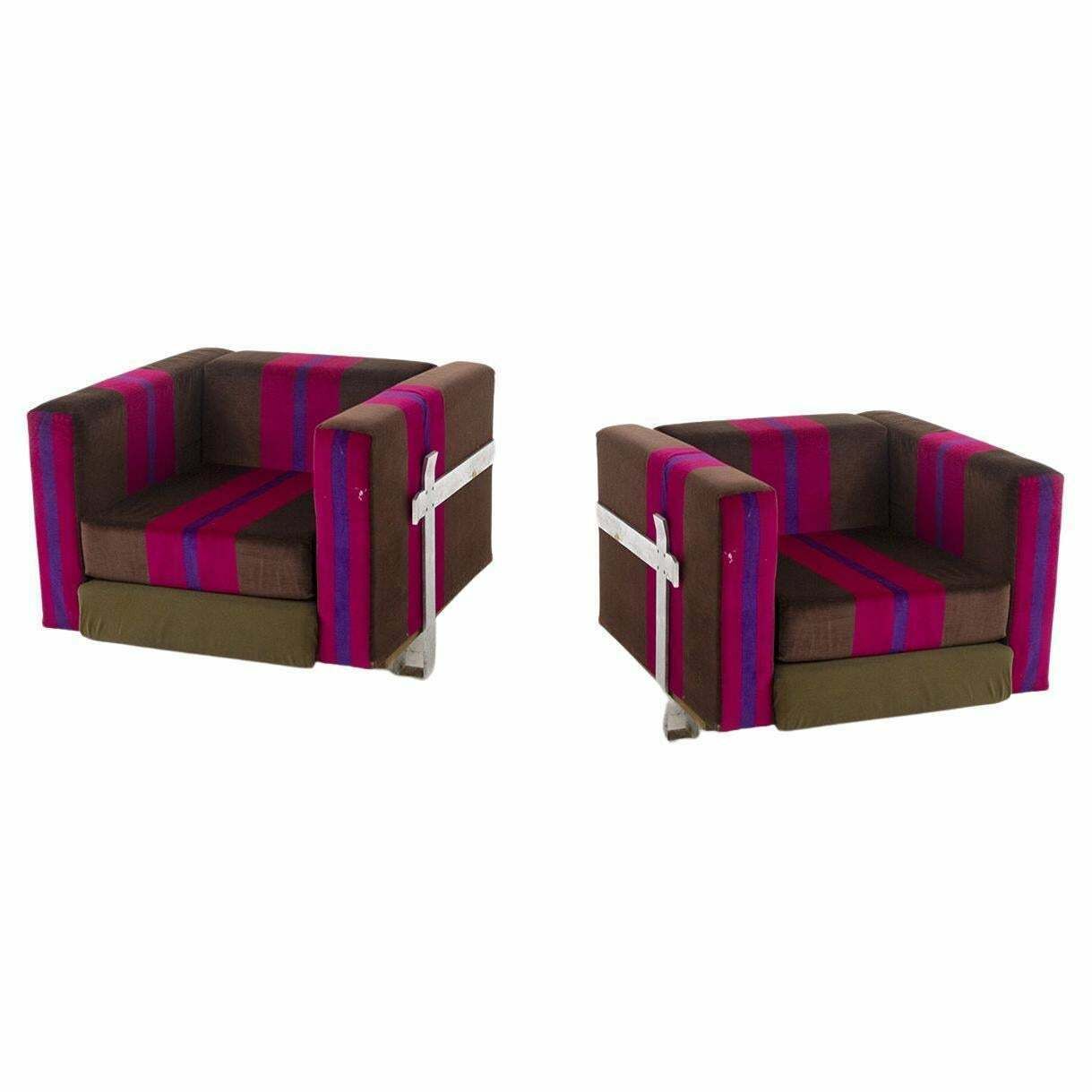 Fuchsia Vintage Armchairs By Luigi Caccia Dominioni For Azucena
