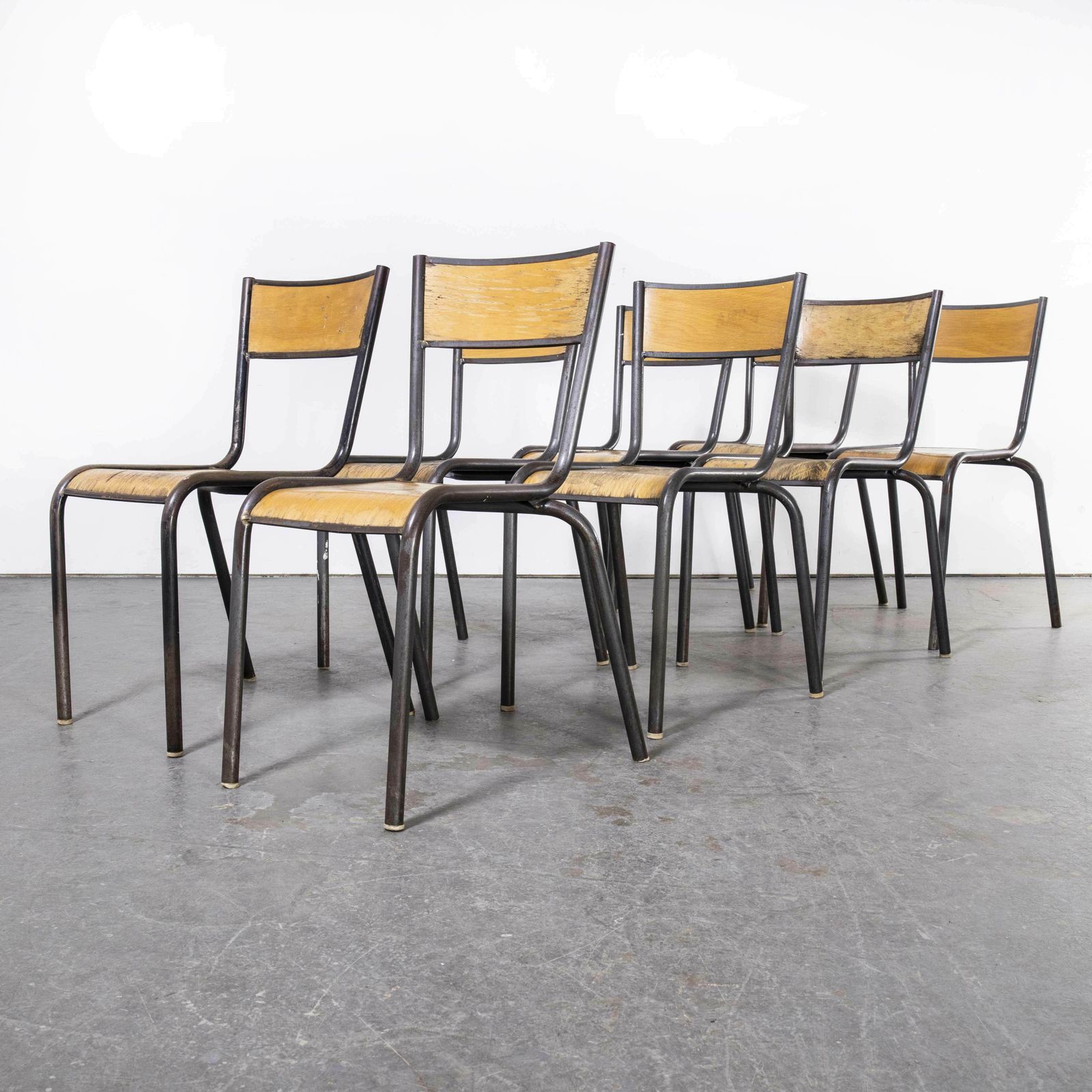 1960’s French Mullca Stacking Chair 510 – Graphite Frame – Set Of Eight photo Furniture