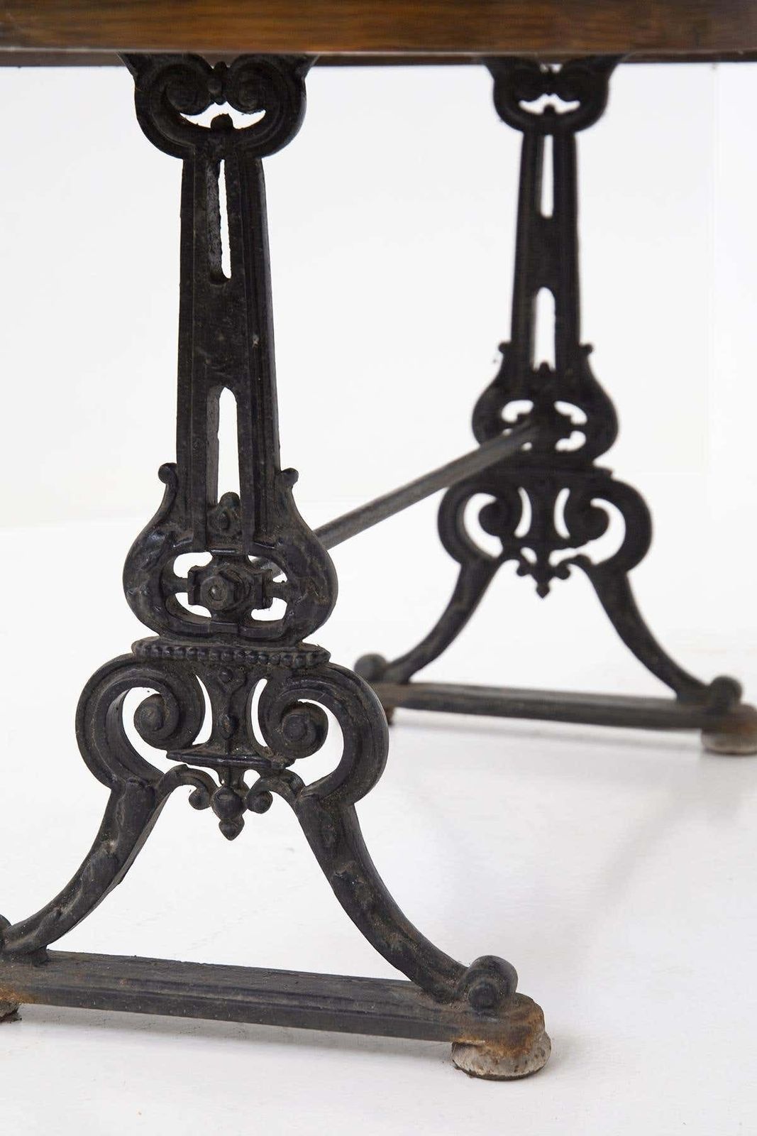 Cast Iron English Outside Table Victorian In Black And Wood photo 2177.0