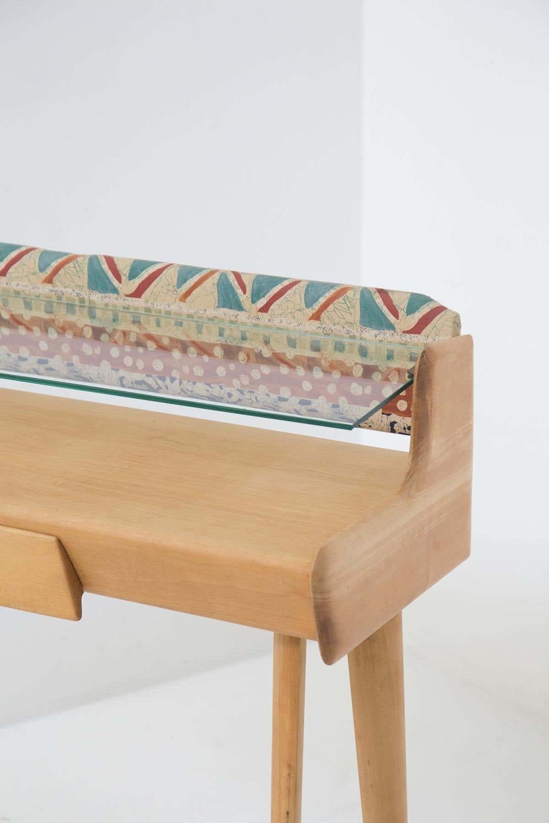 Italian Mid Century Wooden And Glass Writing Desk photo for sale