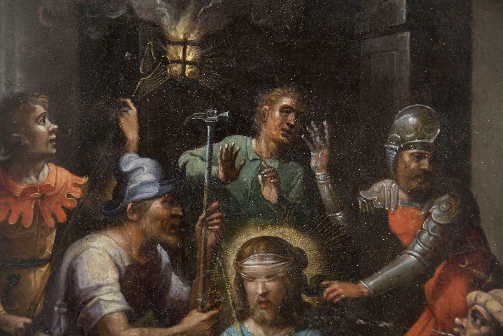 Art Antique Painting On Copper, "The Mockery Of Christ” photo