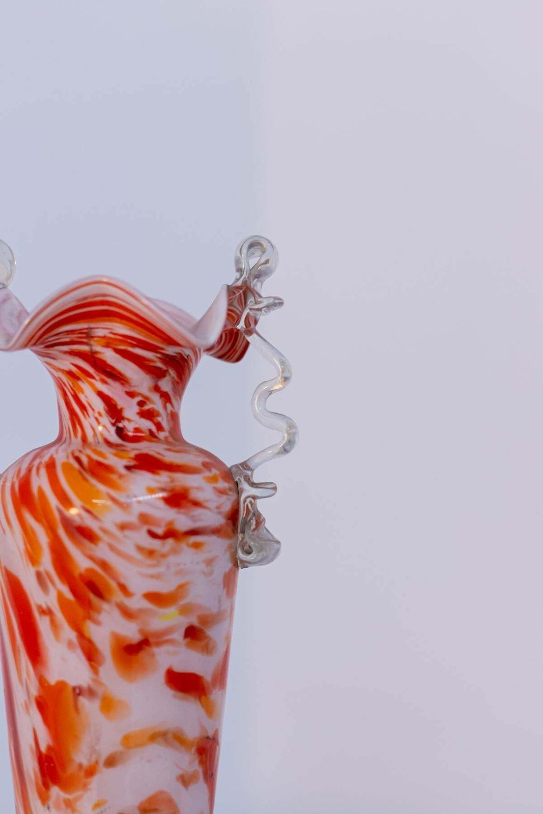 Orange Vintage Murano Glass Vase By Fratelli Toso, 1940 photo vintage