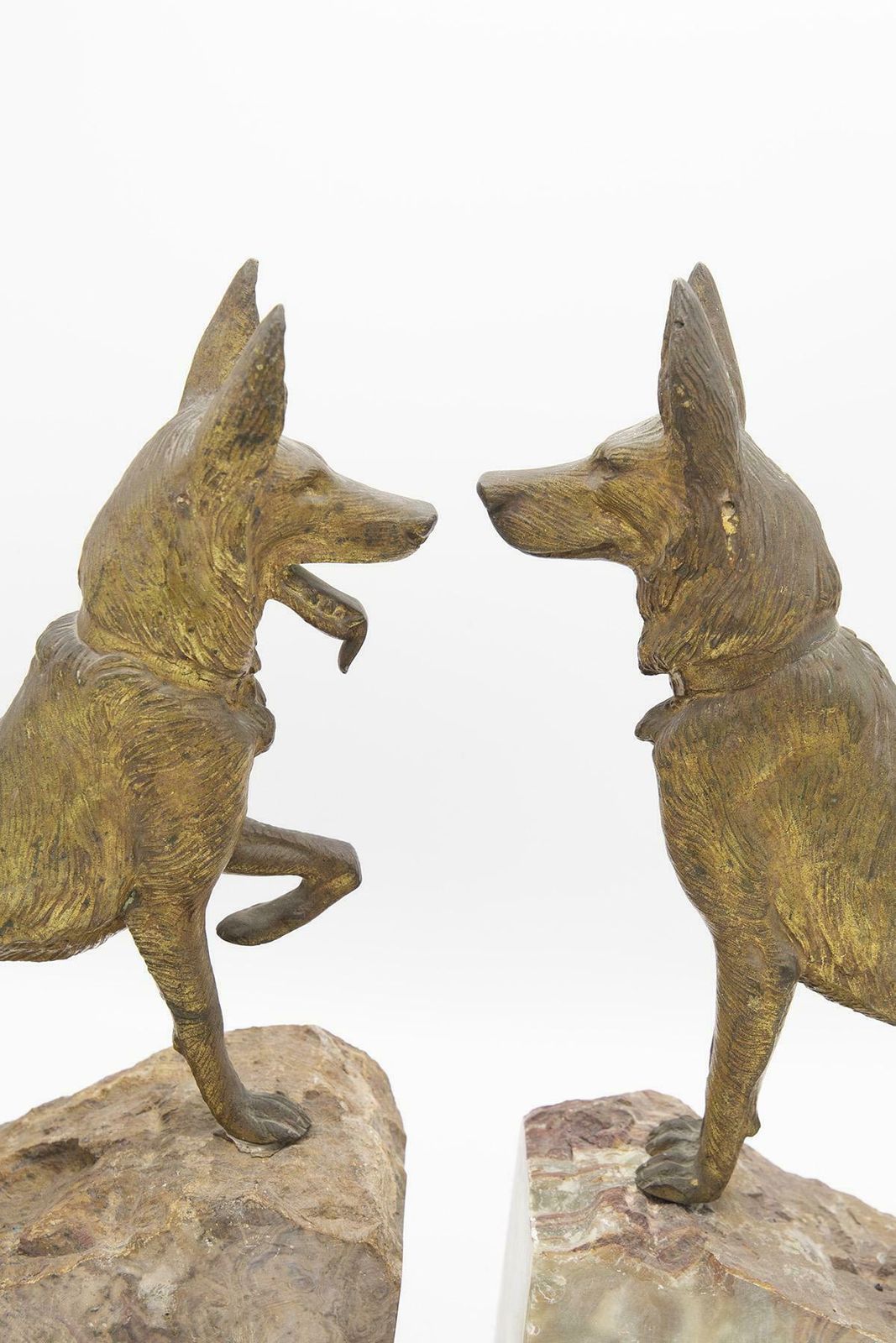 photo for sale Pair Of Dog Shaped Bookends Made Of Onyx And Bronze