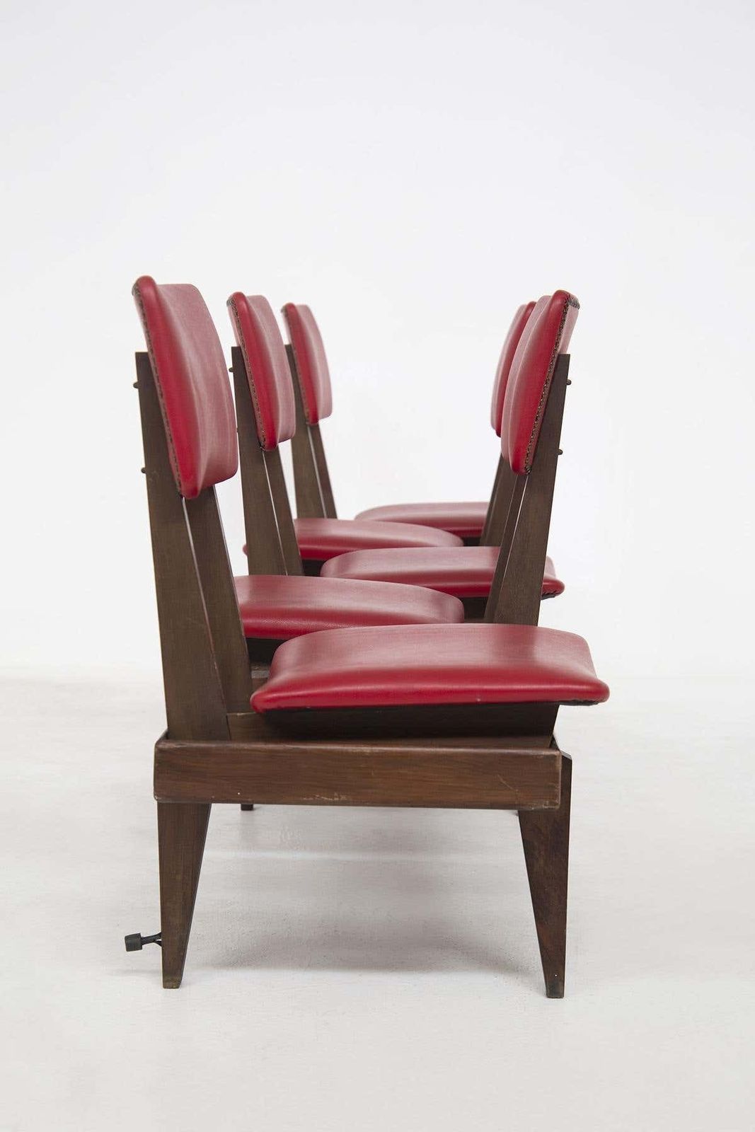 Italian Vintage Bench With Red Leather Seats, 5 Seats photo 3257.0