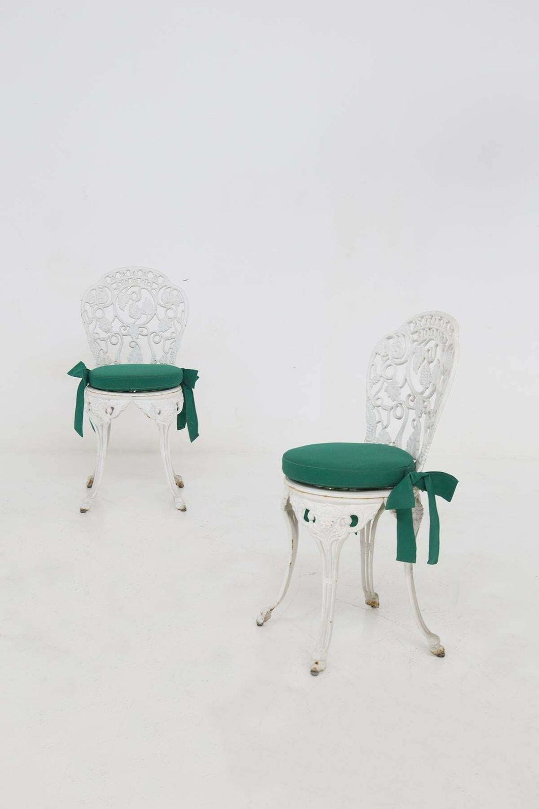 Garden Furniture Victorian English Cast Iron Chairs And Original Fabric photo