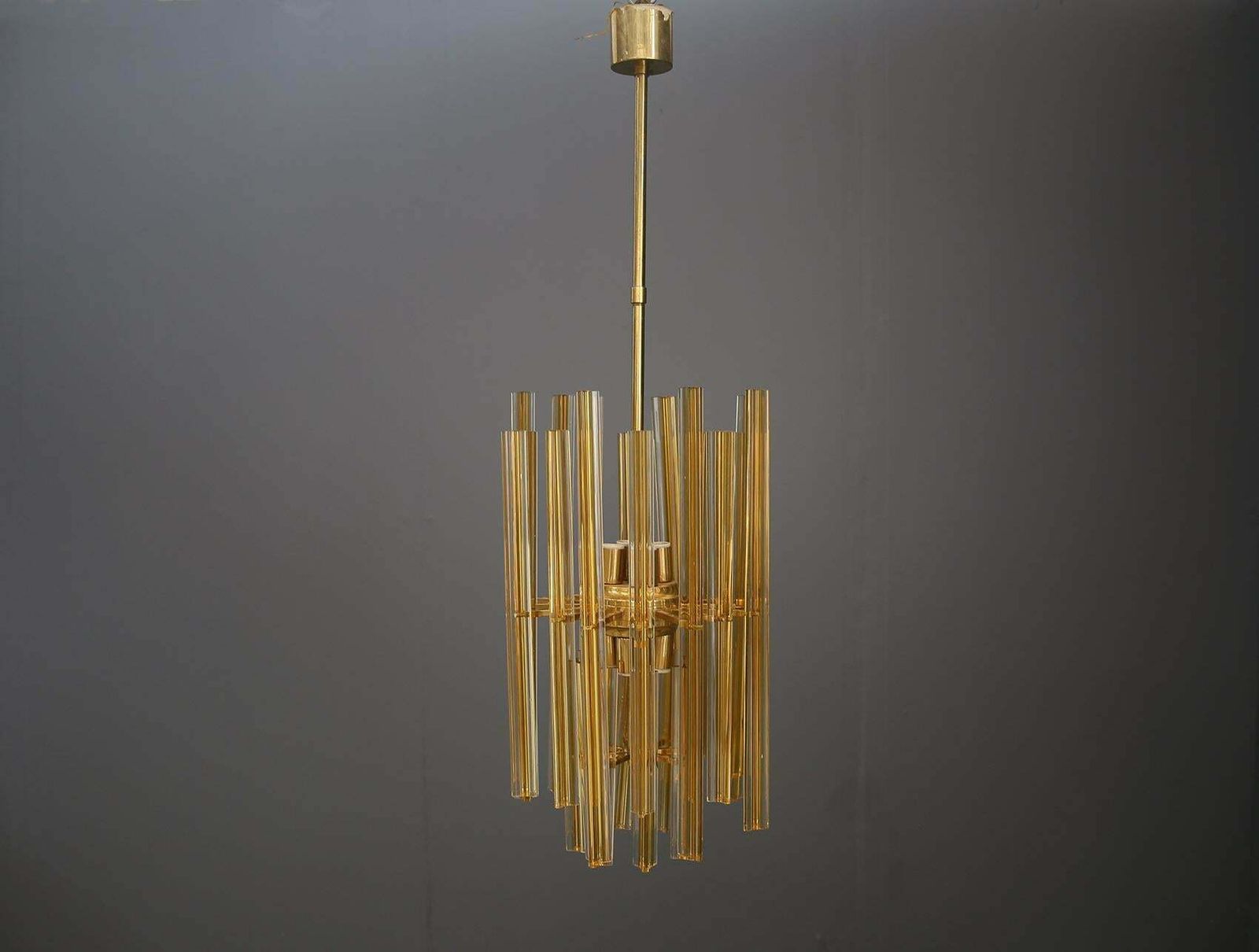 Venini Chandelier Midcentury In Gilded Glass And Brass Elegant, 1950 photo 4884.0