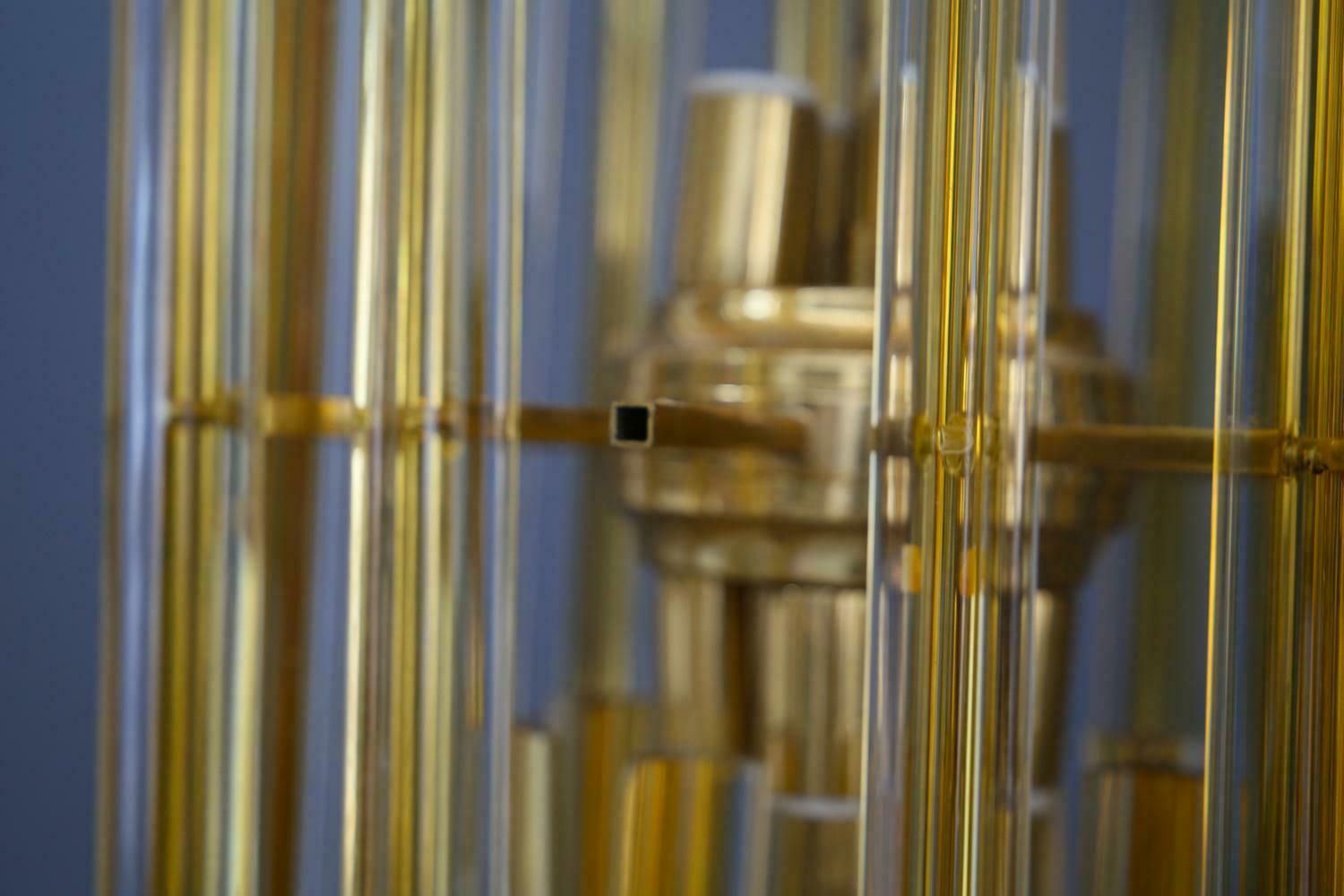 photo vinterior Venini Chandelier Midcentury In Gilded Glass And Brass Elegant, 1950