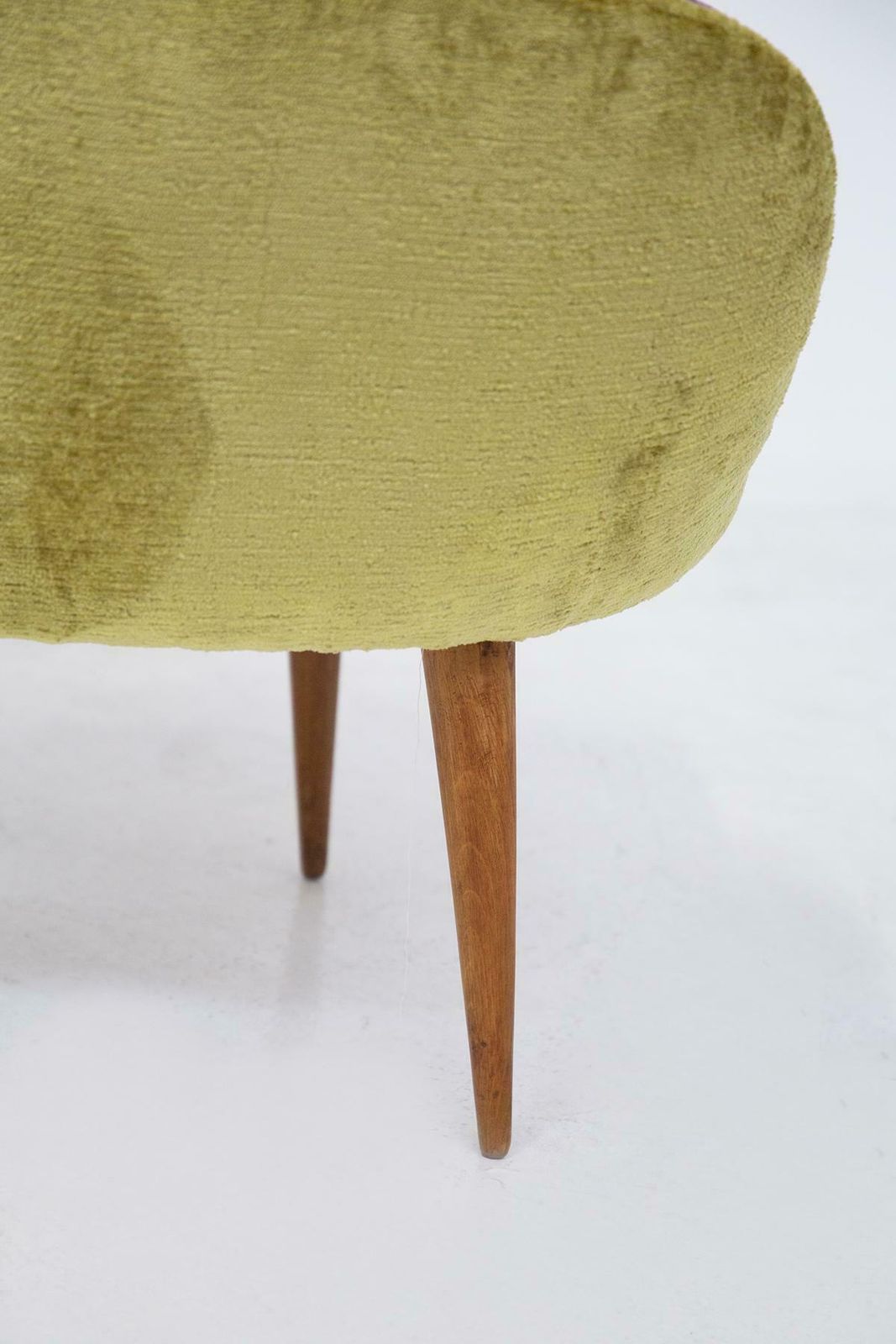 Small Vintage Wooden Armchairs In Velvet Purple And Green With Pouffe photo vintage