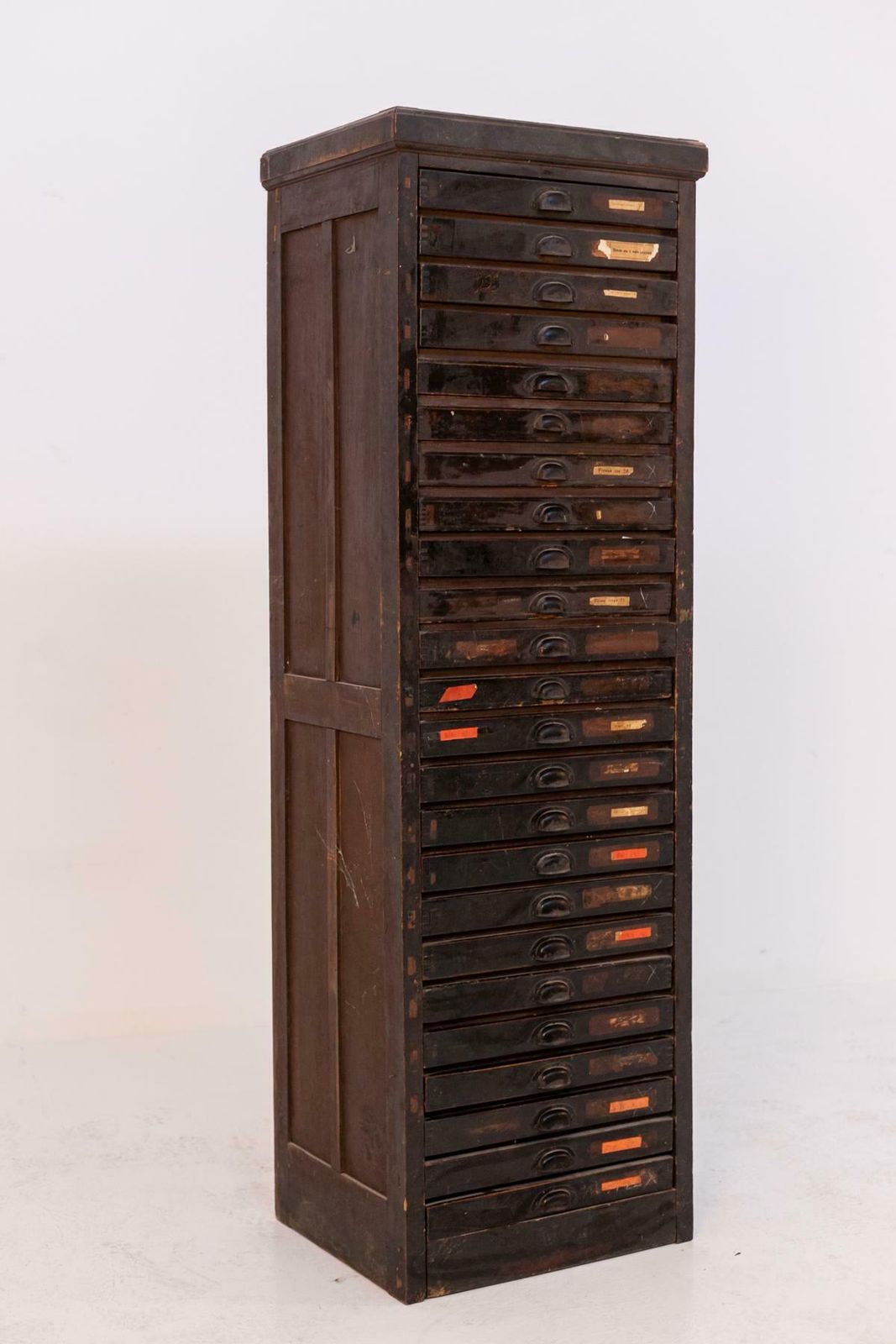 photo furniture Vintage Typographic Chest Of Drawers In Wood, Original Label