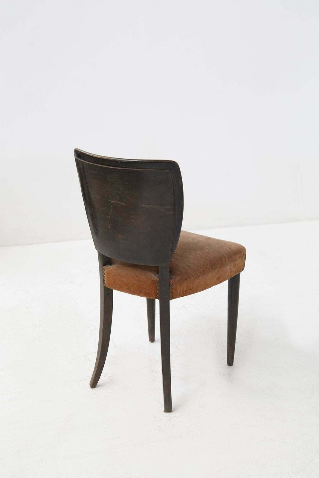 Melchiorre Bega Italian Wooden Chairs With Studs And Orange Velvet photo Furniture