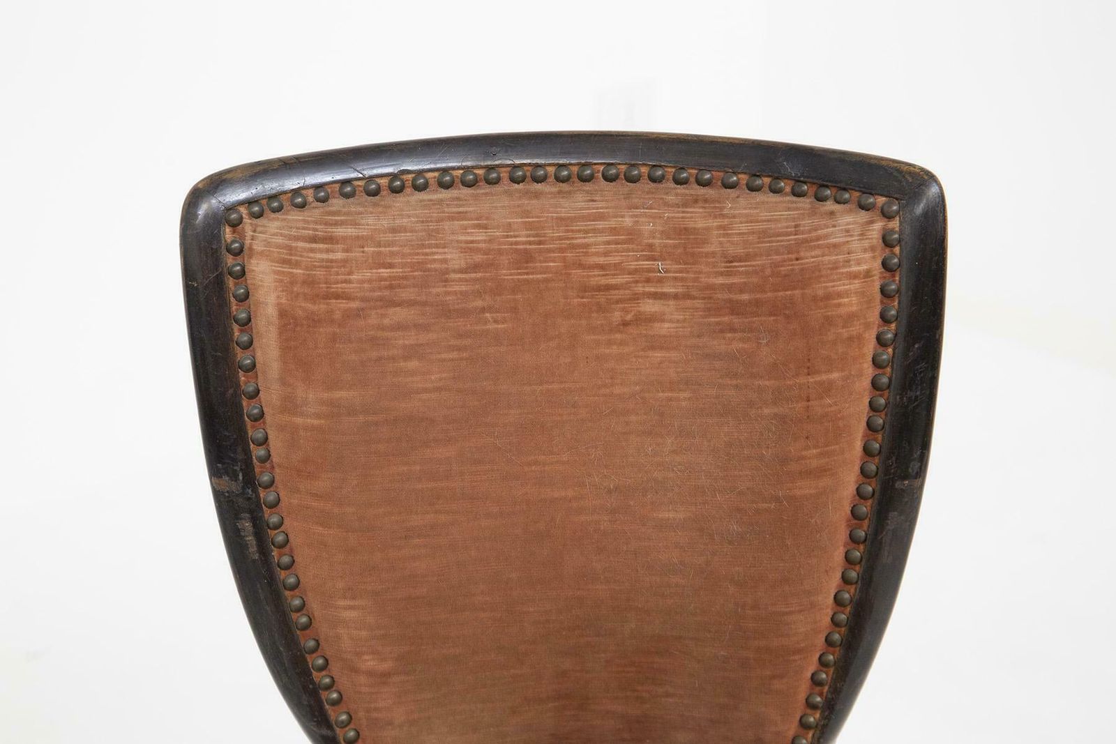 Melchiorre Bega Italian Wooden Chairs With Studs And Orange Velvet photo vintage