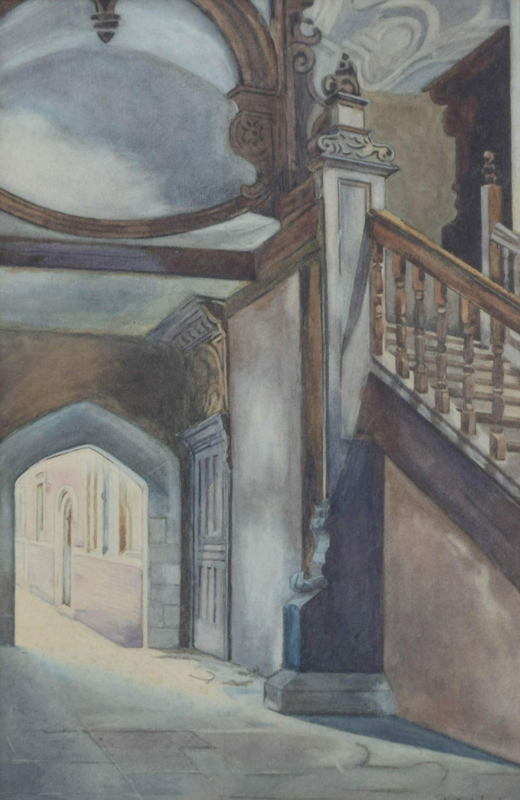 E Staircase, Second Court, St John’s College, Cambridge (Circa 1915) photo vinterior