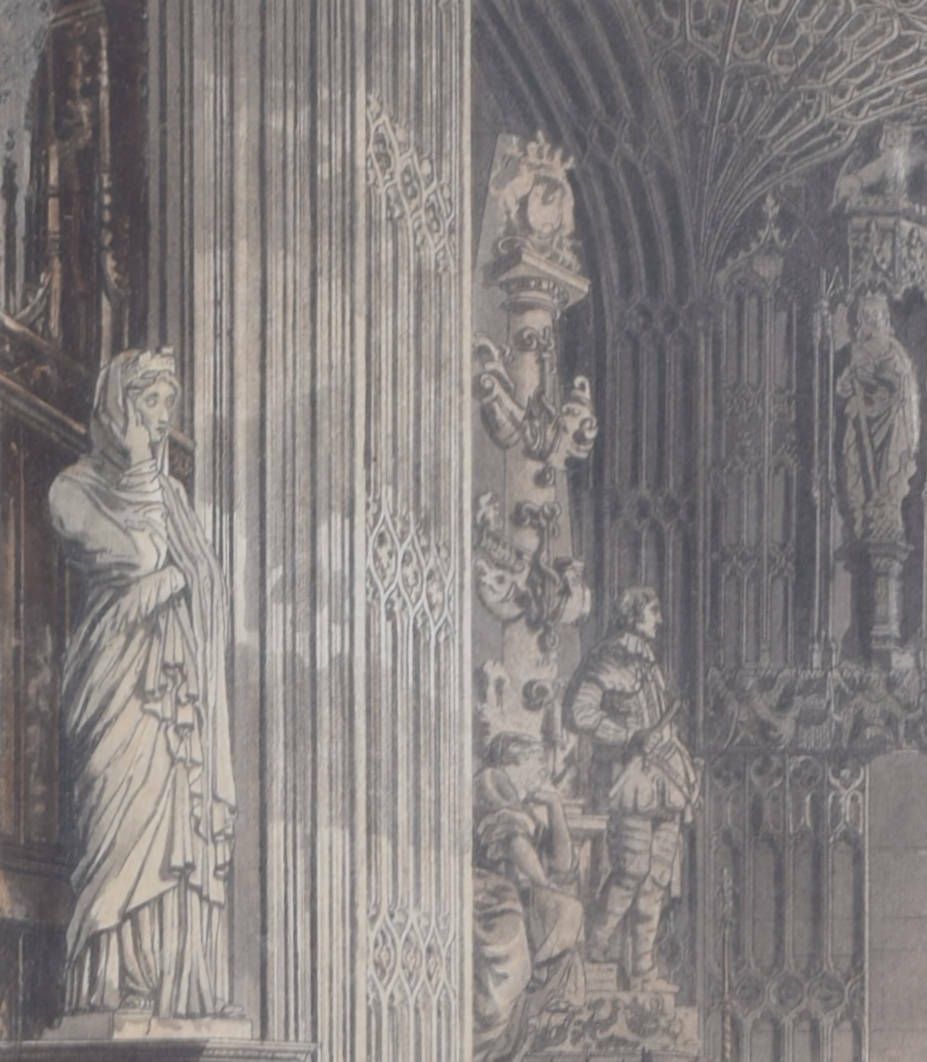 J Black (Early 19th Century) After Frederick Mackenzie (1788 – 1854) East End Of South Aisle, Westminster Abbey (1812) photo furniture