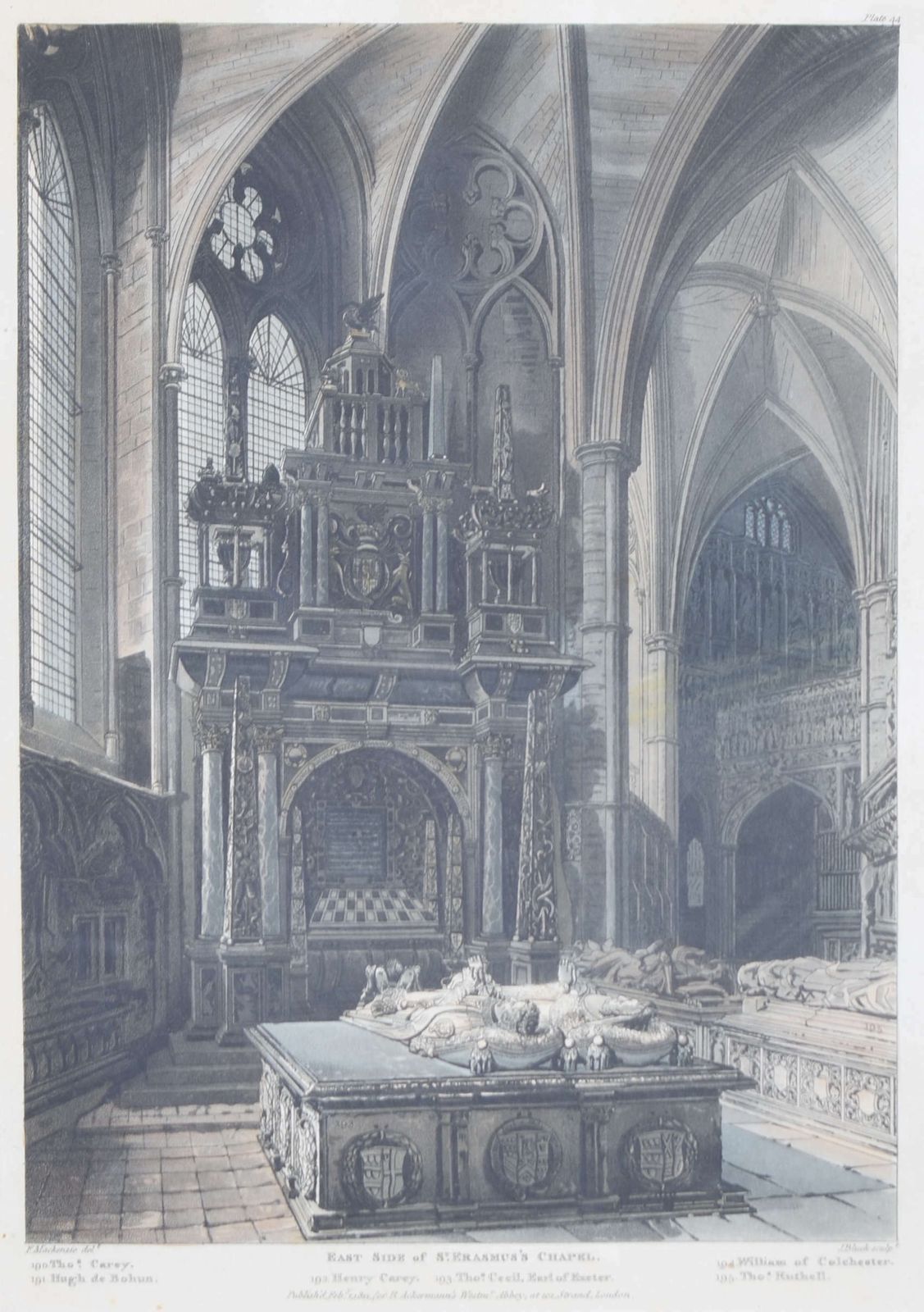 J Black (Early 19th Century) After Frederick Mackenzie (1788 – 1854) East Side Of St Erasmus Chapel Westminster Abbey (1812) photo furniture
