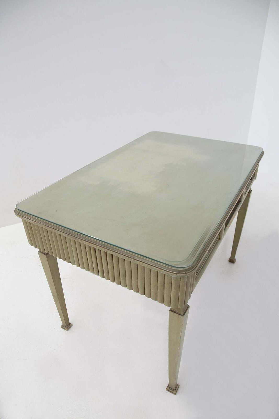 French Rustic Chic Desk In Glass, Wood And Brass photo buy