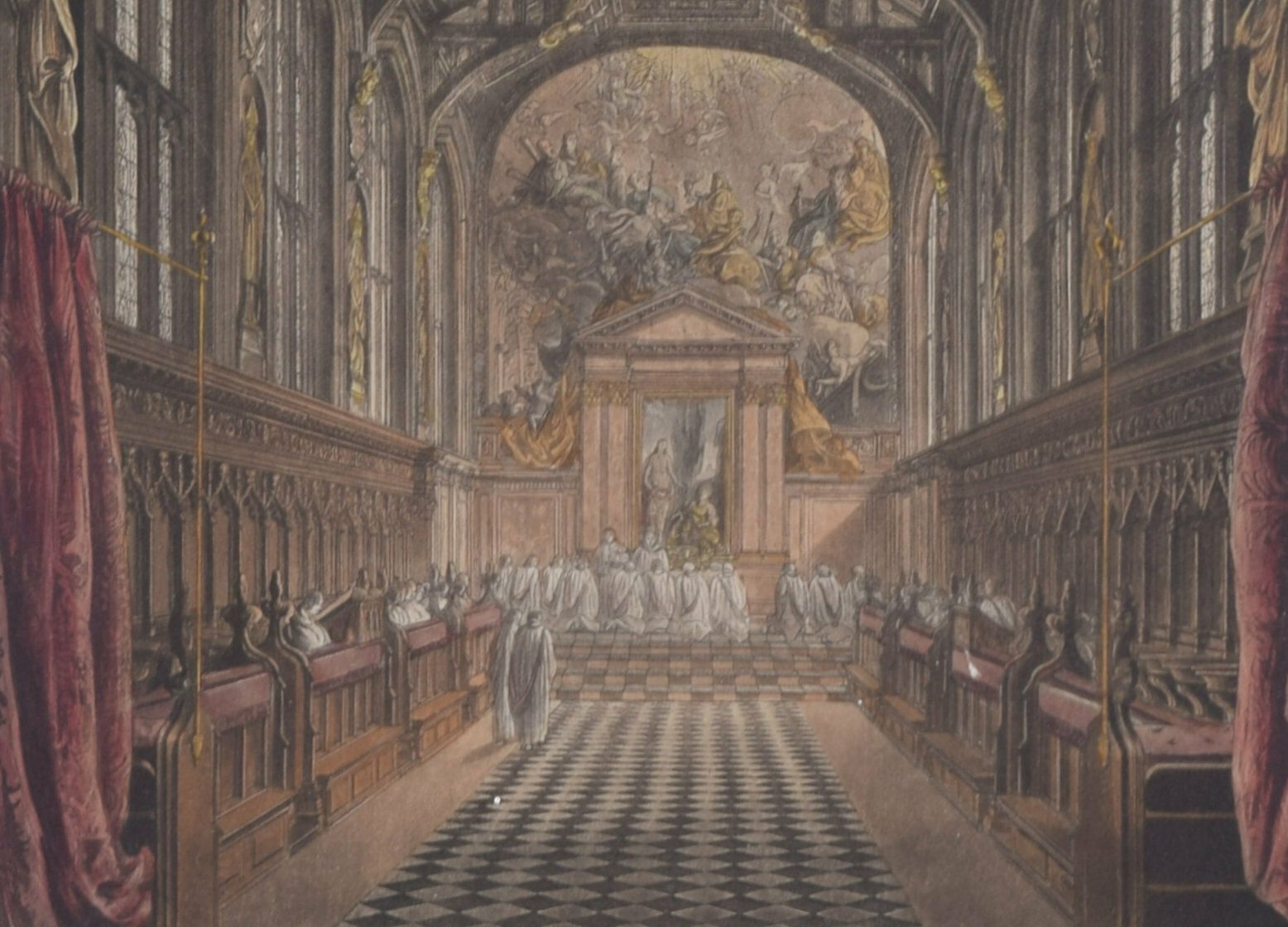 Joseph Constantine Stadler (1755 – 1828) After Frederick Mackenzie (1788 – 1854) The Chapel Of All Souls College, Oxford (1814) photo furniture