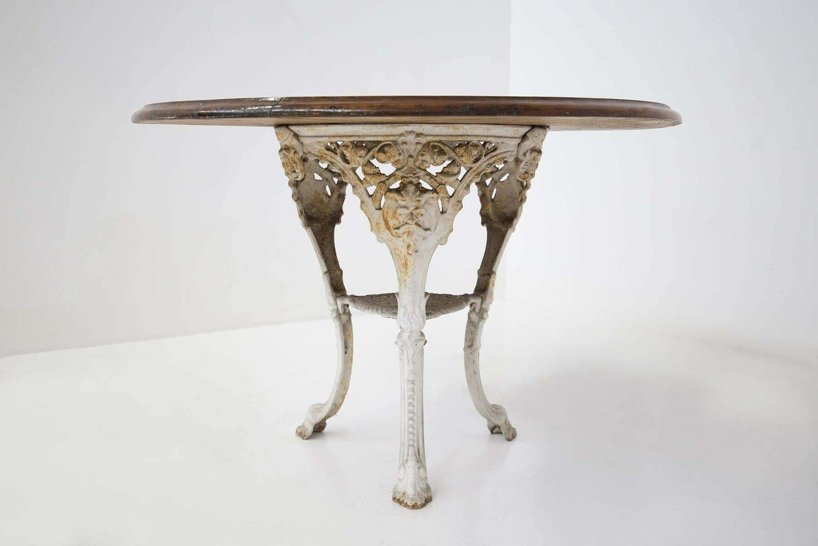 Cast Iron English Table Victorian In White And Wood photo vinterior