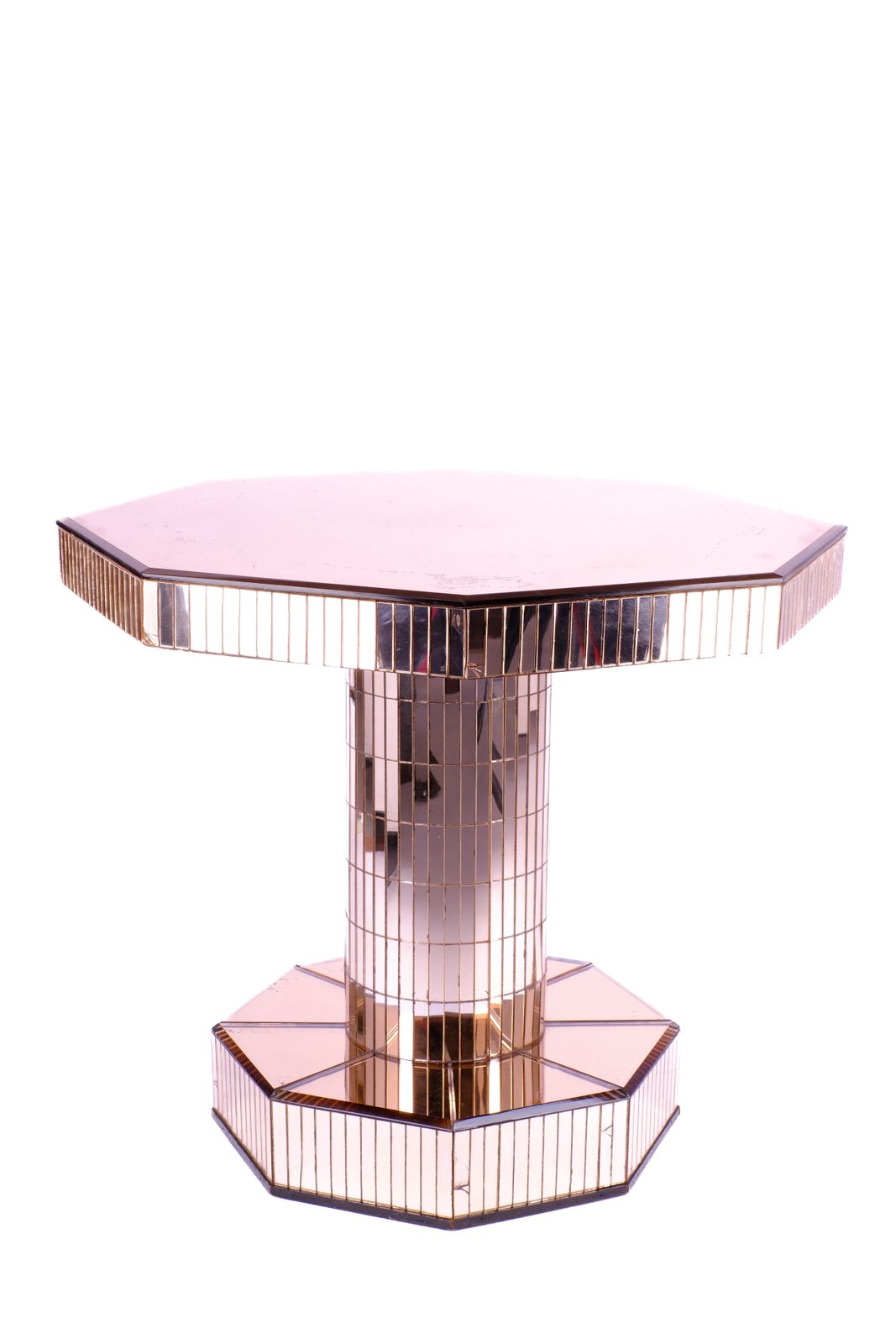 Art Deco Mirrored Peach Glass Occasional Table