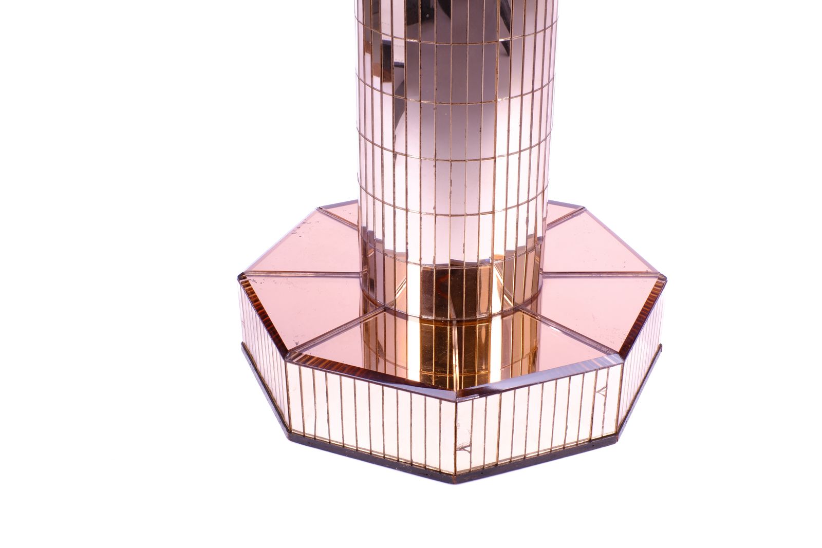 Art Deco Mirrored Peach Glass Occasional Table photo 725.0