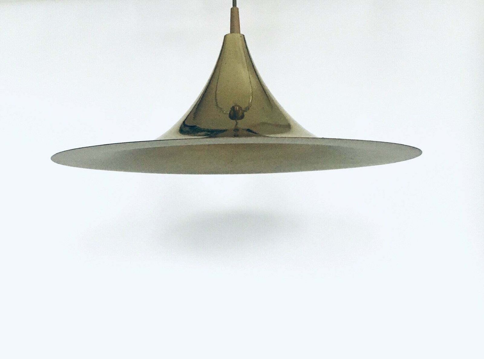 Postmodern Design Semi Or Witch Hat Gold Pendant Lamp, 1980's photo buy