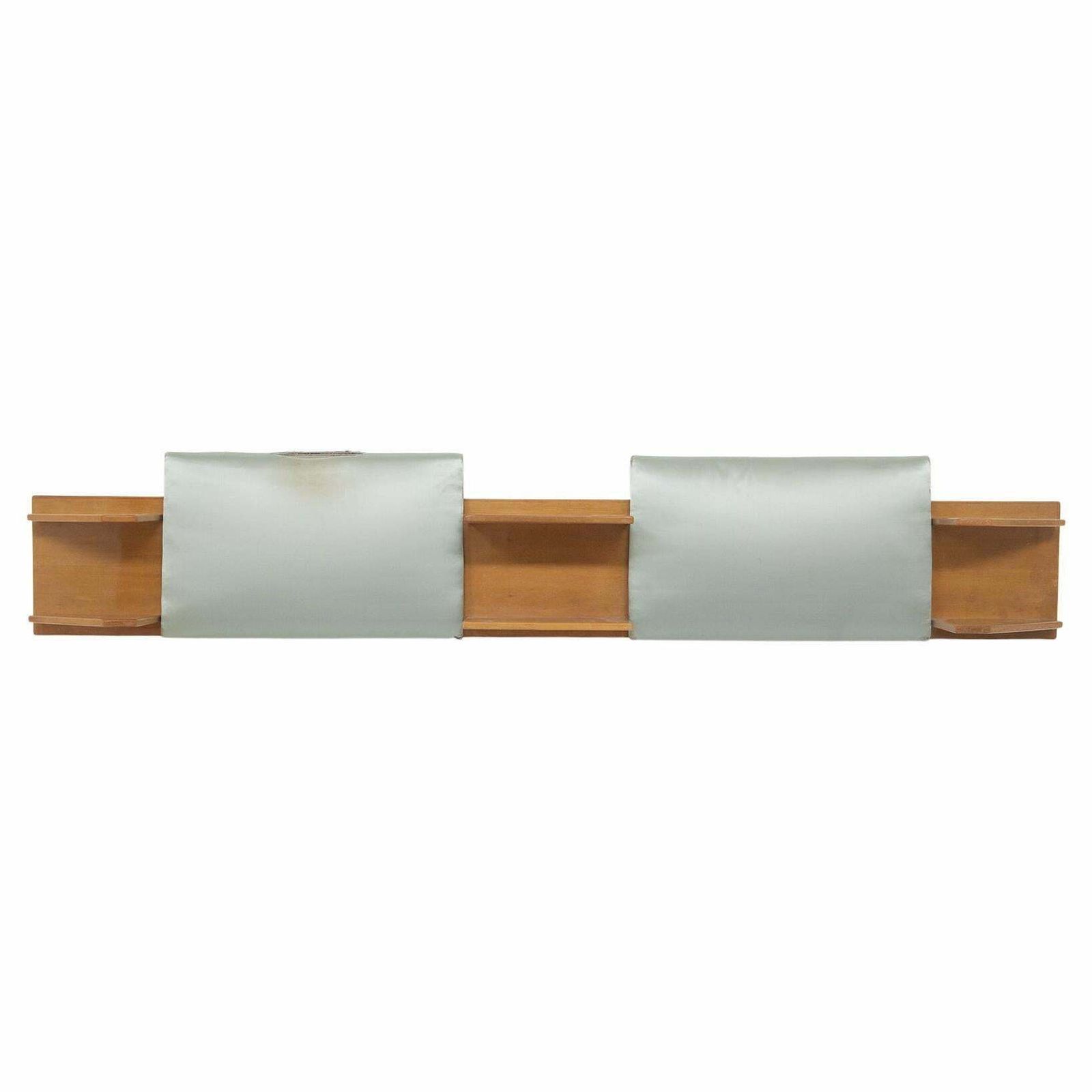 Vintage Headboard Of Two Single Beds In Wood And Fabric