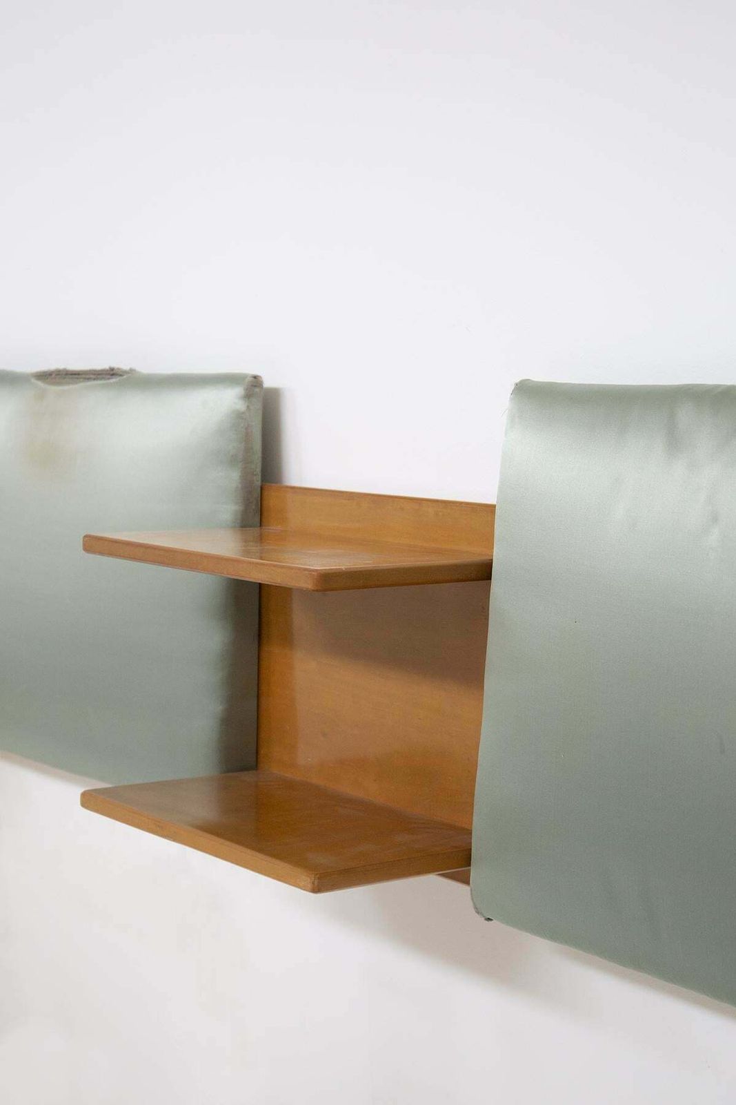 Vintage Headboard Of Two Single Beds In Wood And Fabric photo vinterior