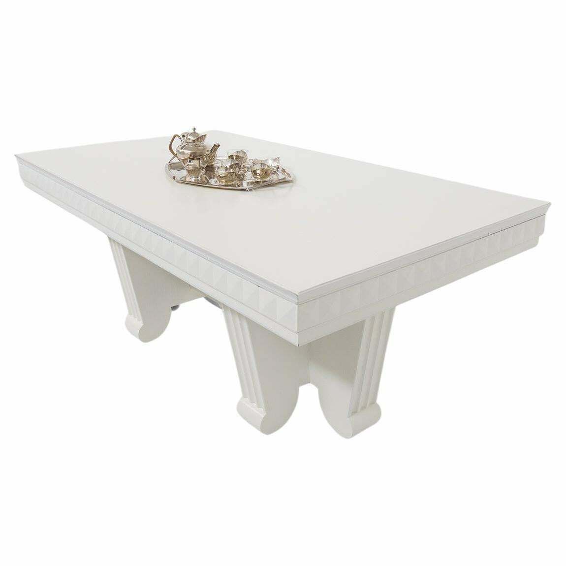 Important Dining Table Attr. To Guglielmo Ulrich In Painted Wood With Ashlars