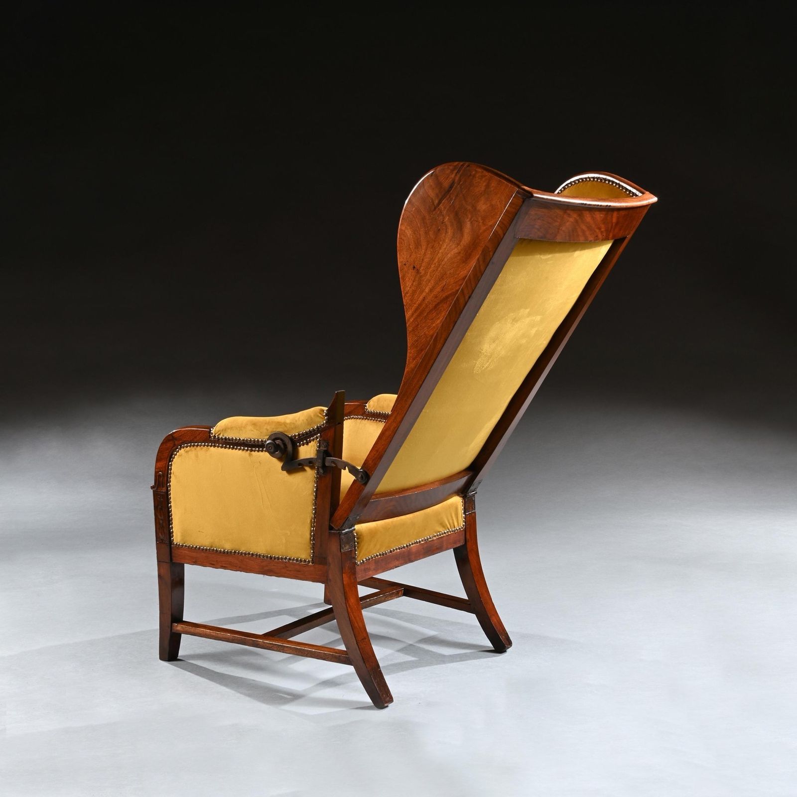 French Empire Mahogany Reclining Wing Back Armchair photo Furniture