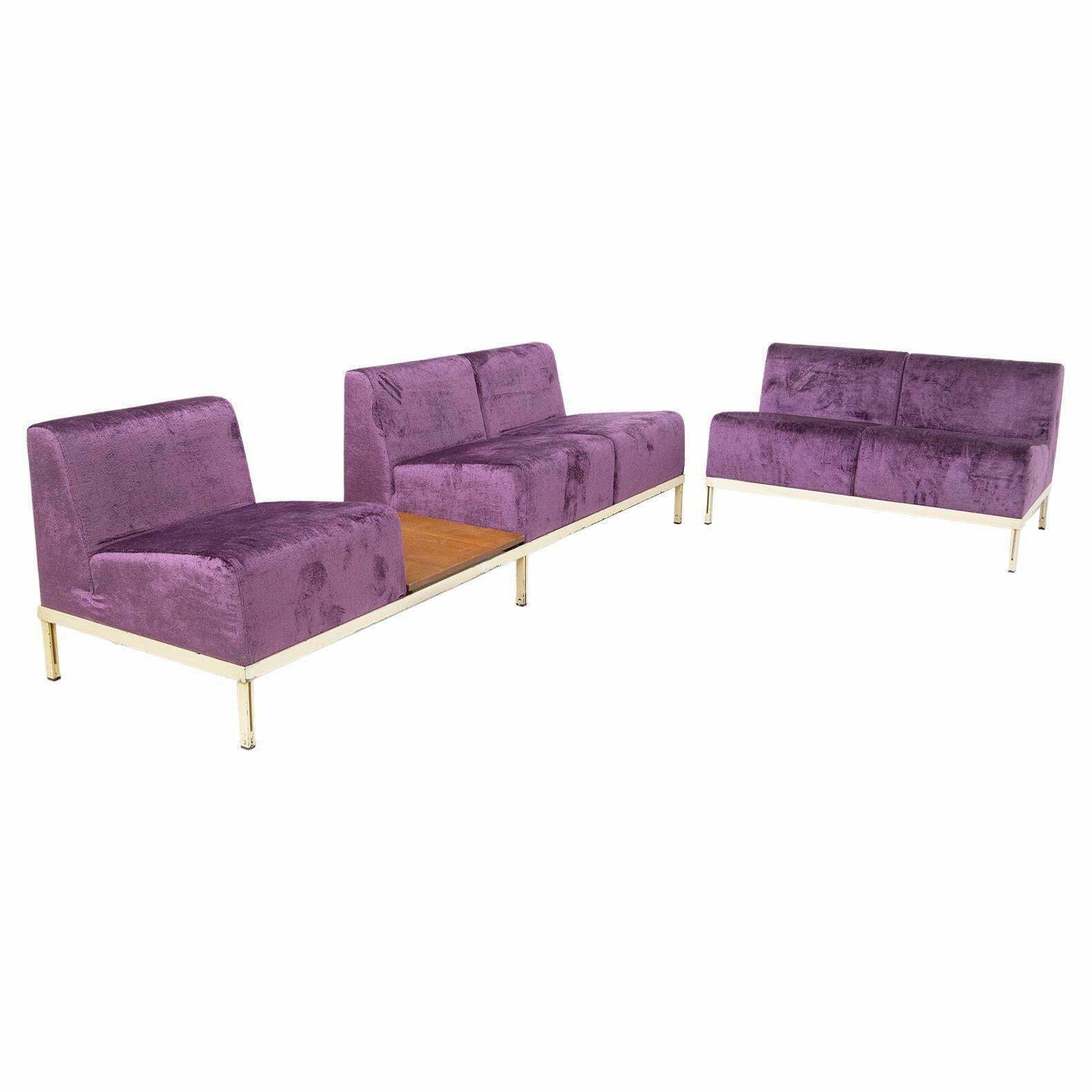 Rare Set Of Vintage Sofas By Gianfranco Frattini In Purple Velvet