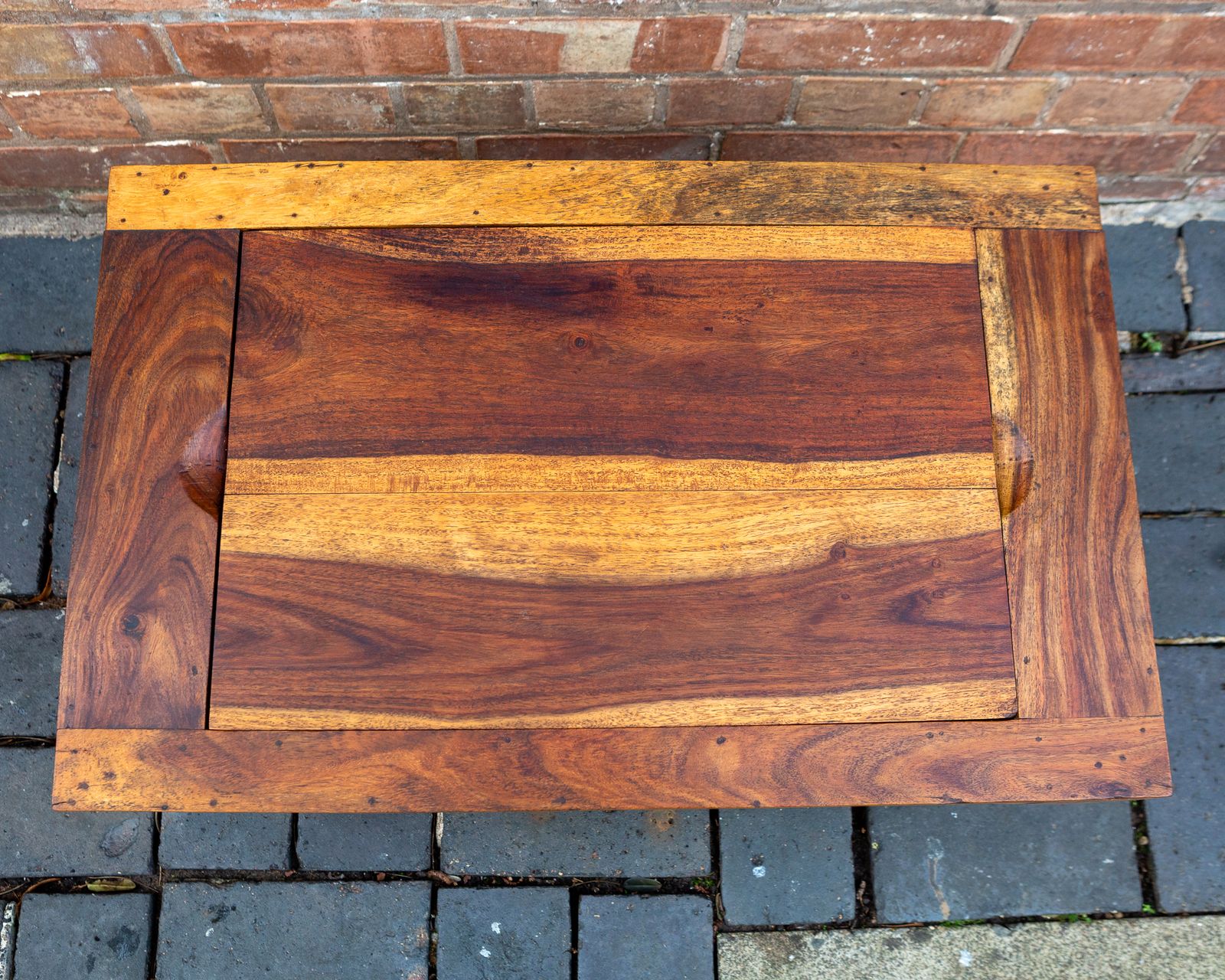 photo buy Turkish Backgammon Rustic Coffee Table Metamorphic Artisan Rainbow Poplar Wood Middle Eastern Hardwood Mid Century Mcm 1970s