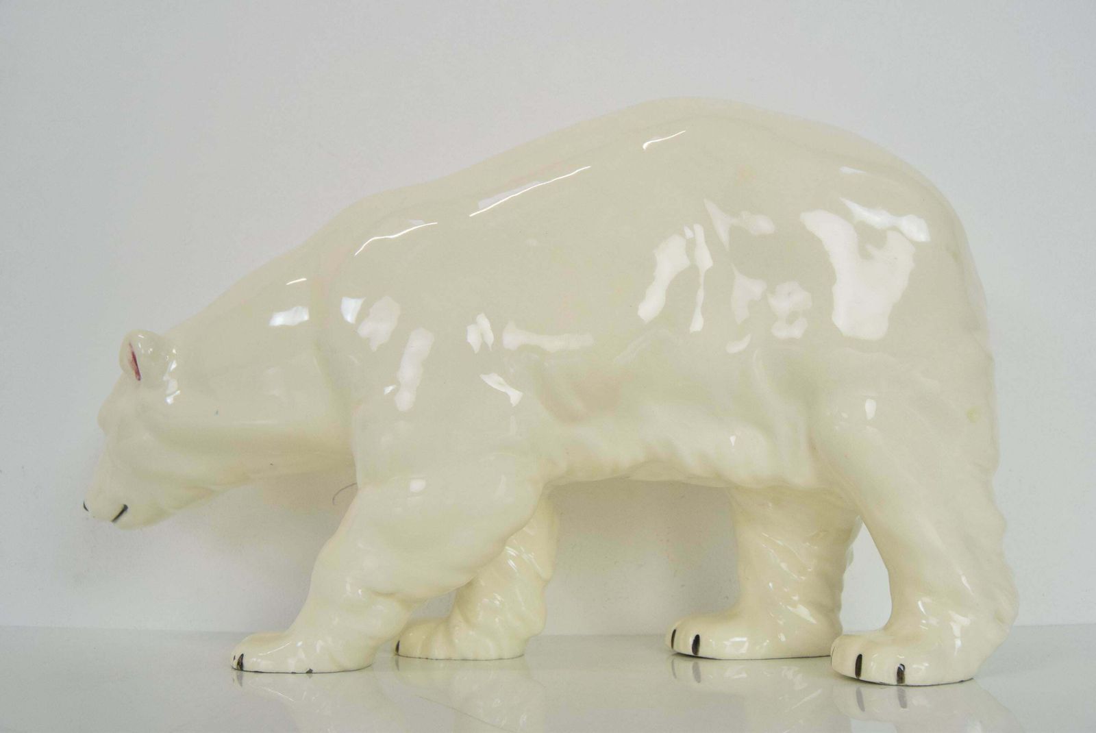 Art Large Antique Czechoslovakia Porcelain Royal Dux Polar Bear Sculpture In 1925 photo