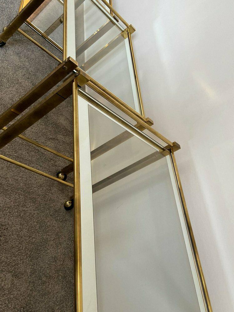 Italian Nesting Tables In Brass And Glass 1970 Set Of 3 photo for sale