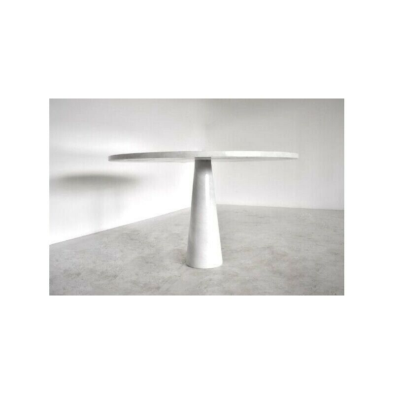 Vintage Eros Round Table In White Carrara Marble By Angelo Mangiarotti Italy 1970s photo furniture