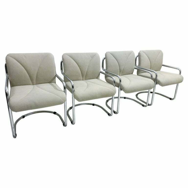 Set Of 4 Mid Century Tubular Armchairs By Guido Faleschini