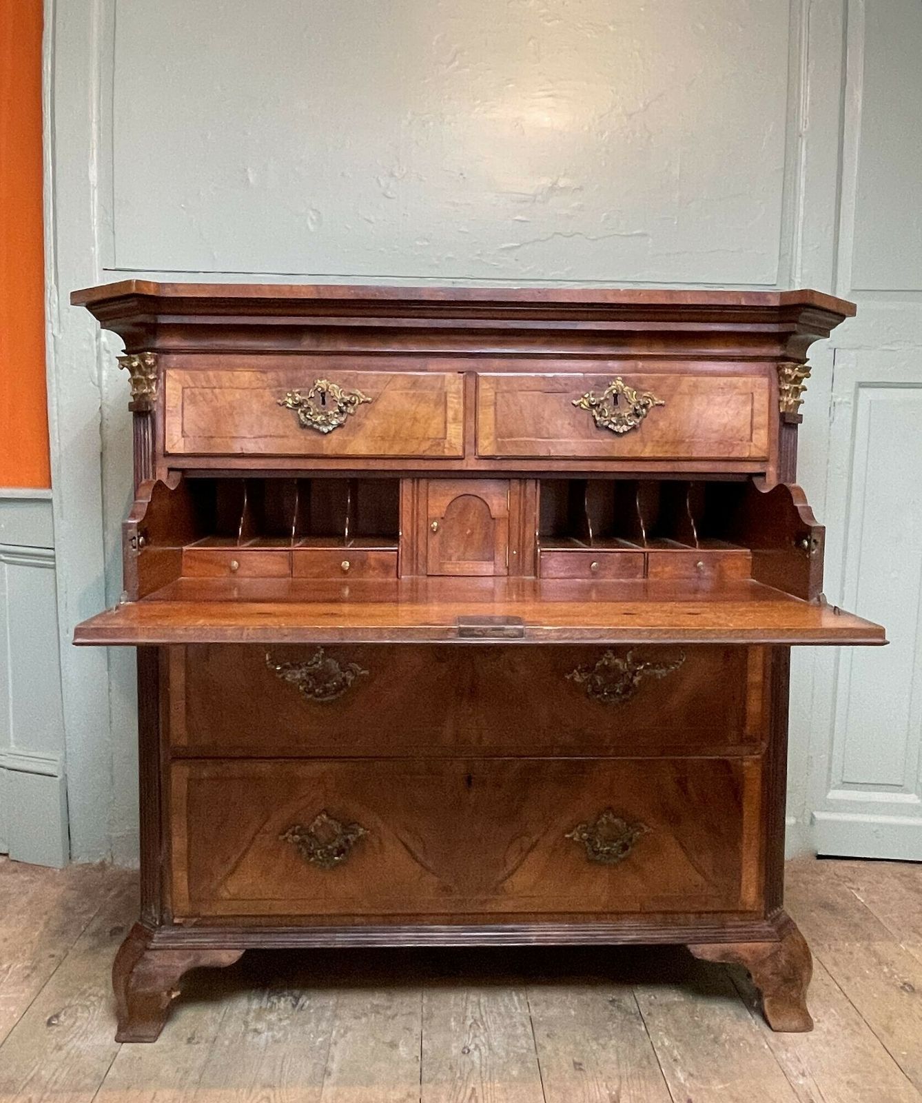 George II & Later Walnut Secretaire Chest photo for sale