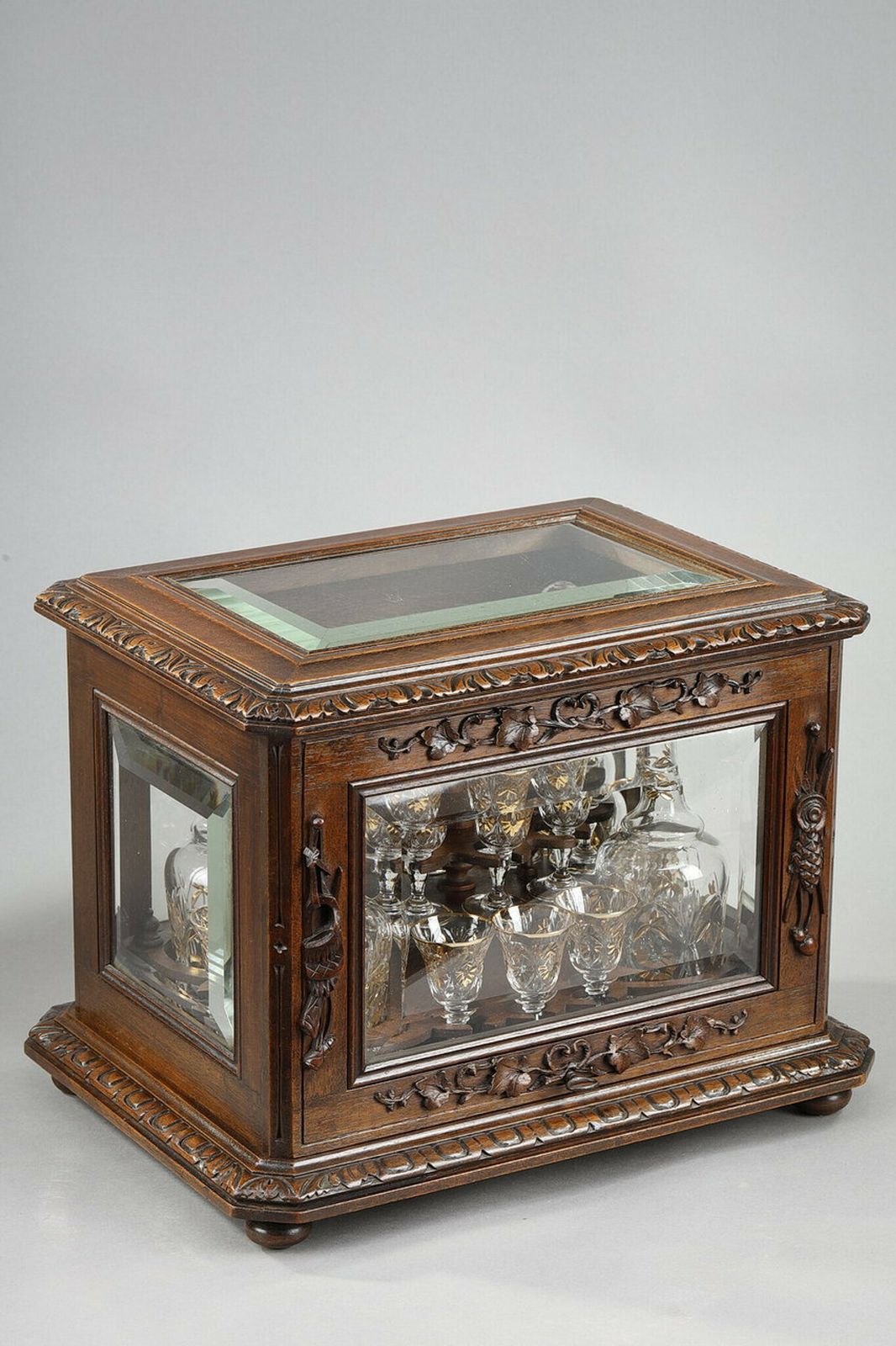 Liqueur Cellar In Carved Wood "Black Forest" And Crystal, Late 19th Century photo furniture