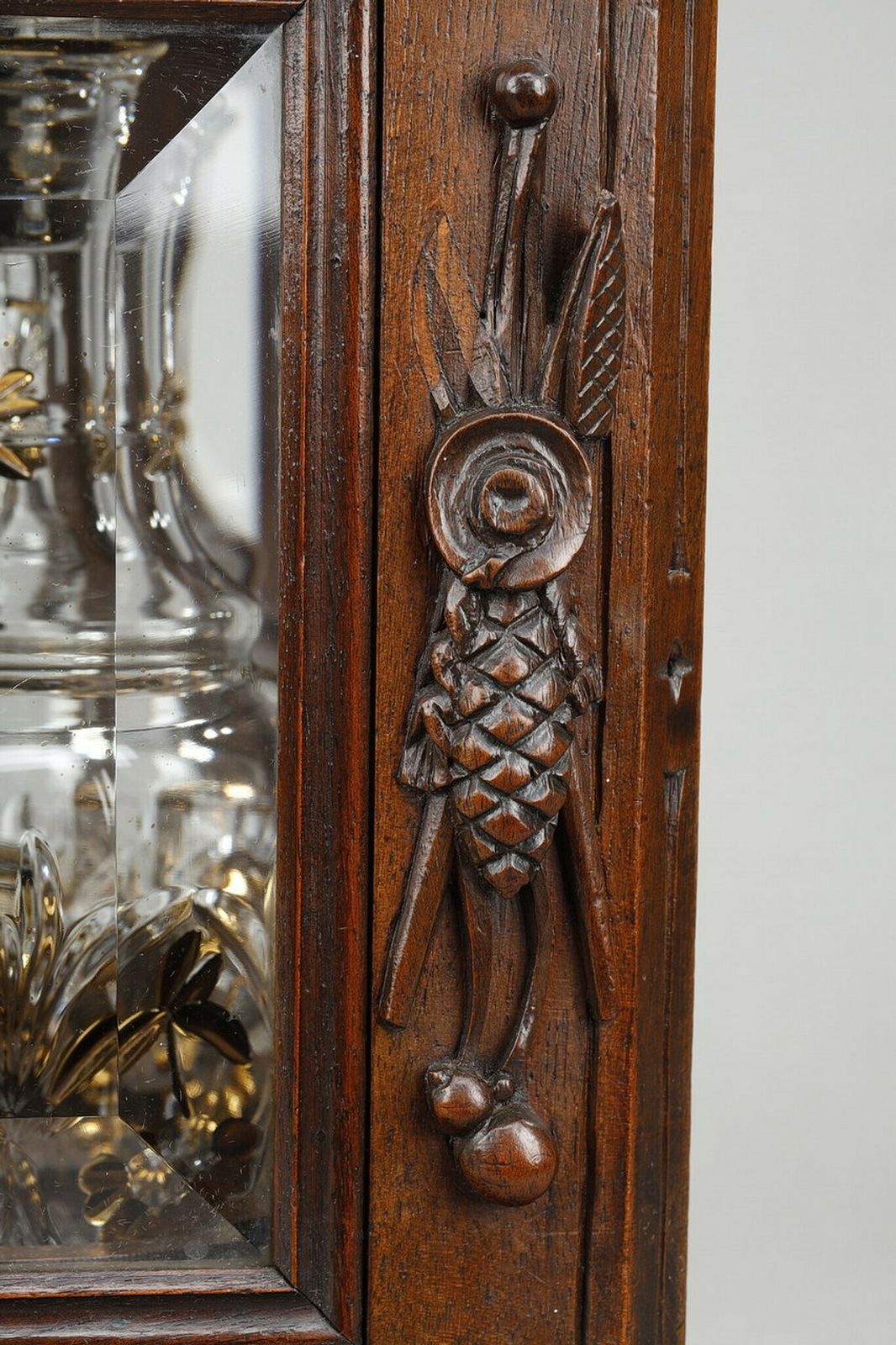 photo for sale Liqueur Cellar In Carved Wood "Black Forest" And Crystal, Late 19th Century