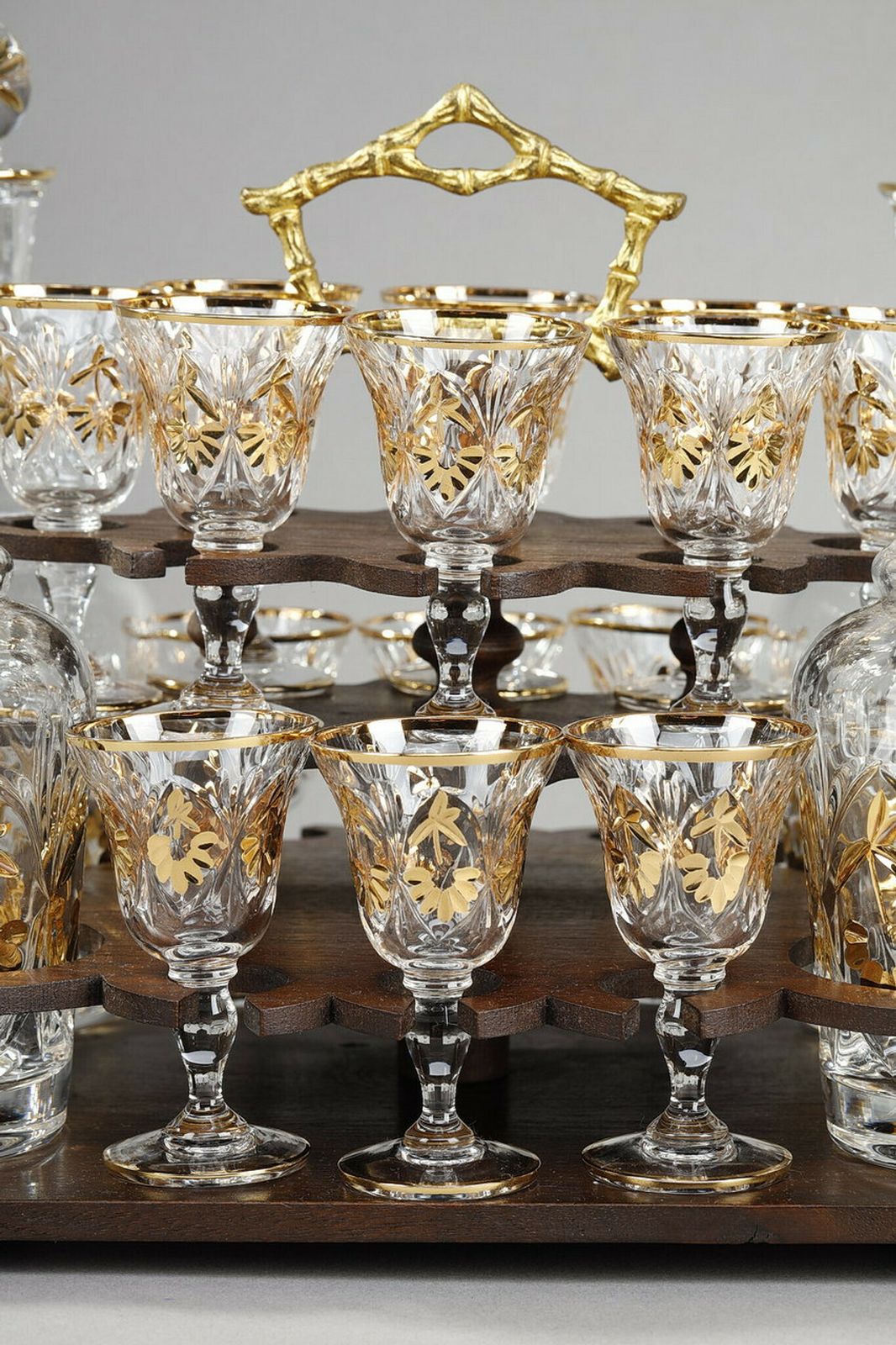 photo buy Liqueur Cellar In Carved Wood "Black Forest" And Crystal, Late 19th Century