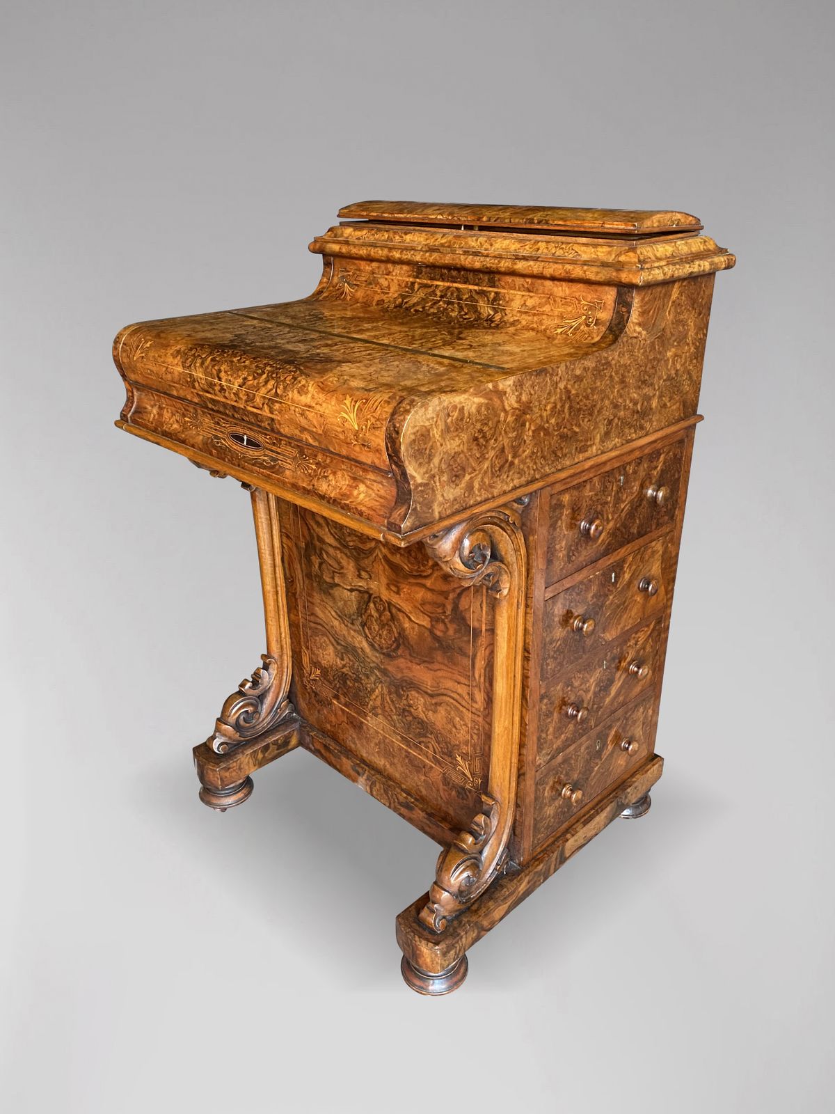 Stunning 19th Century Burr Walnut Davenport Desk