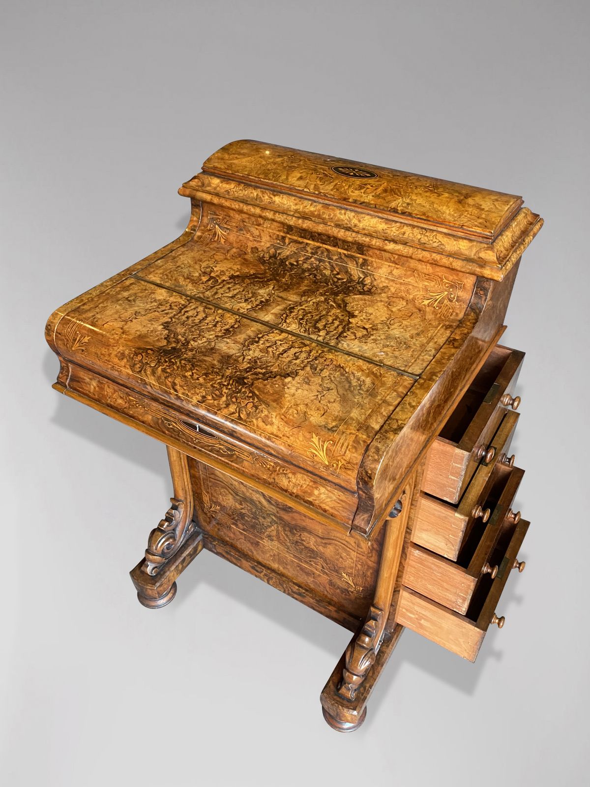 Stunning 19th Century Burr Walnut Davenport Desk photo for sale