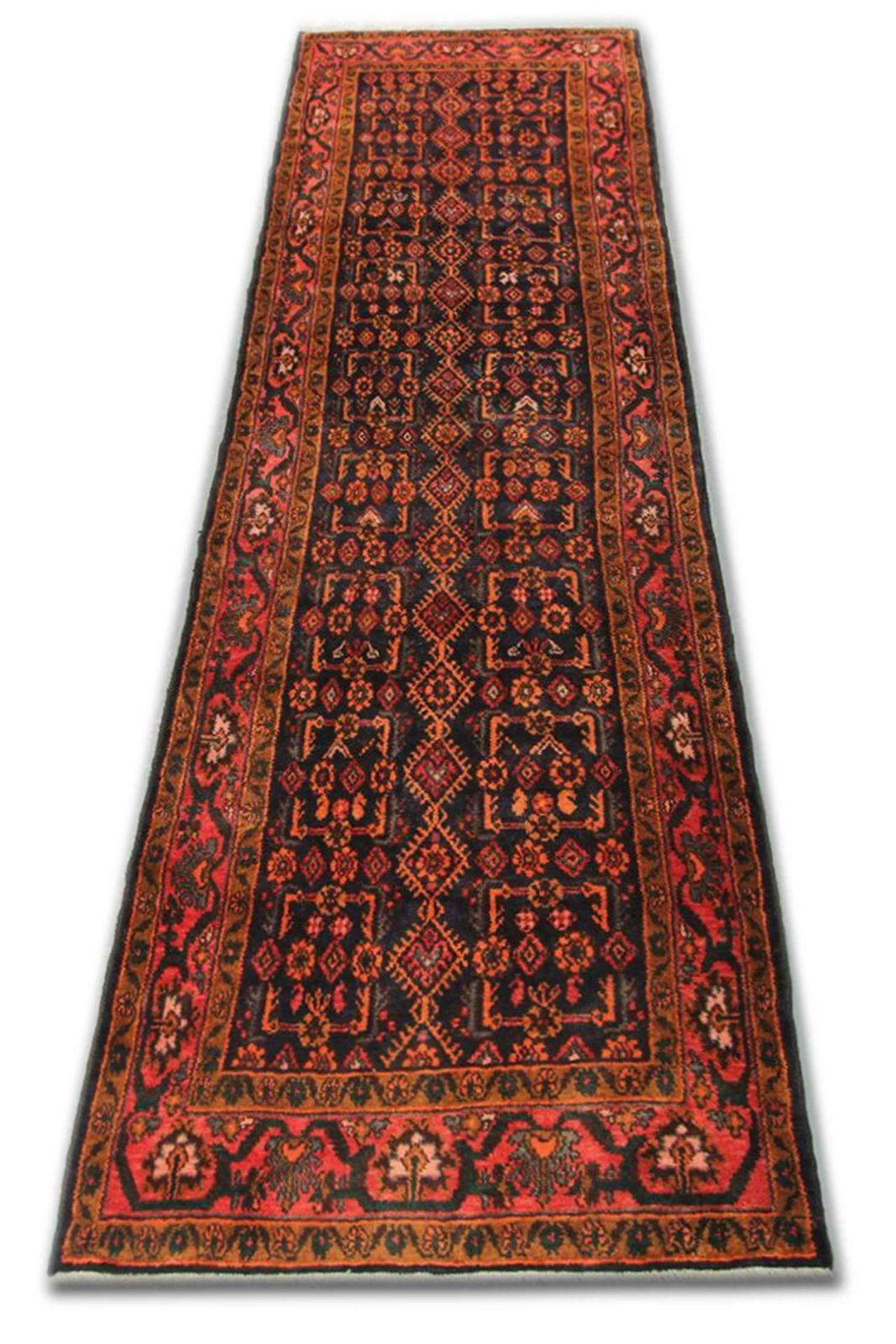 Vintage Rugs Handmade Wool Carpet Runner, Blue Oriental Runner Rug photo furniture