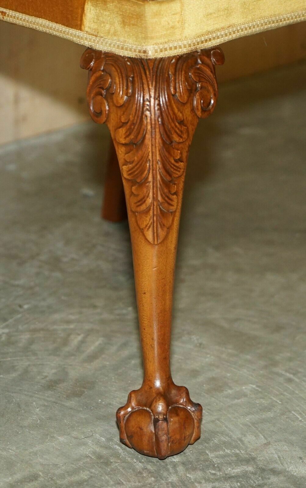 Fine Set Of Six Solid Hand Carved Walnut Claw & Ball Feet Art Deco Dining Chairs photo buy