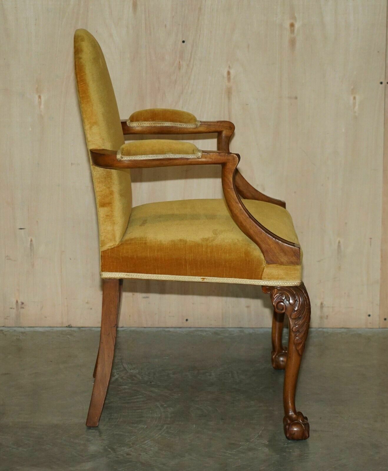 2750.0 Fine Set Of Six Solid Hand Carved Walnut Claw & Ball Feet Art Deco Dining Chairs photo