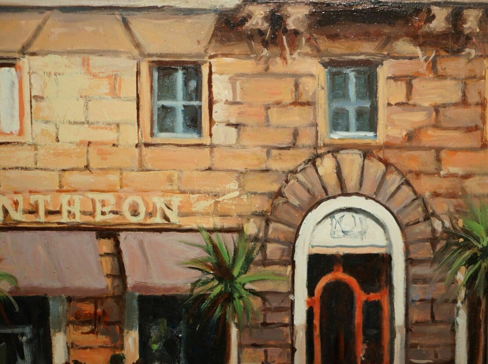 photo buy F.Labatino Signed Bar Pantheon Pizza Della Rotonda Oil Painting In Lovely Frame